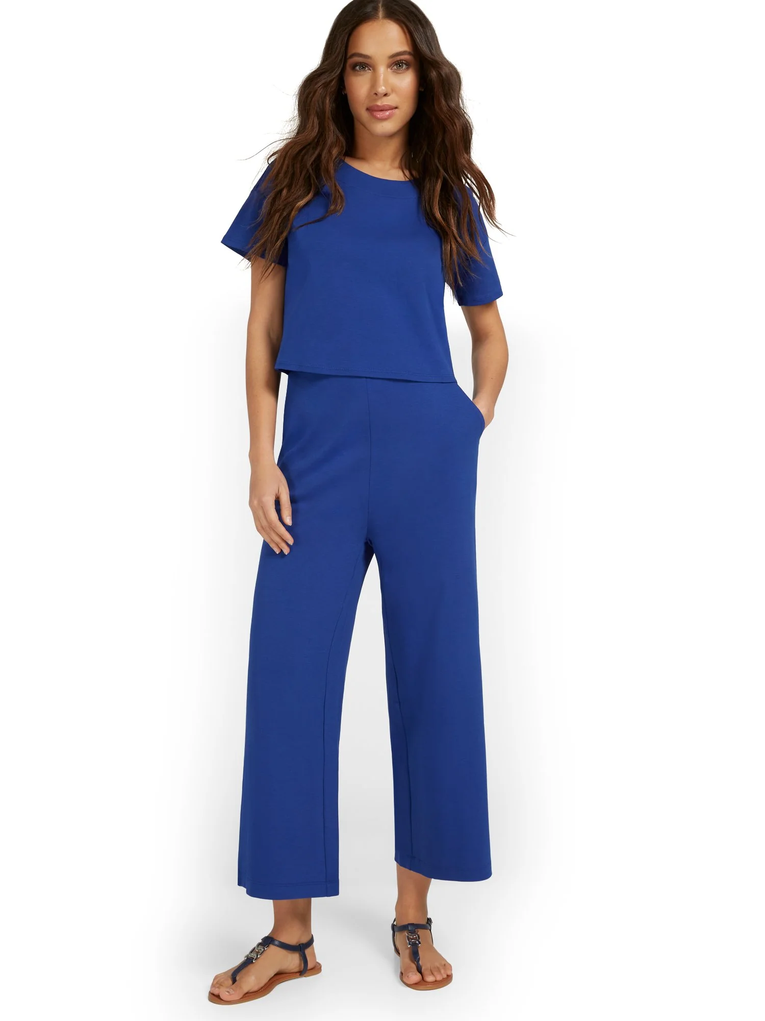 High-Waisted Pull-On Wide-Leg Capri Pant - City Knits - Image 28