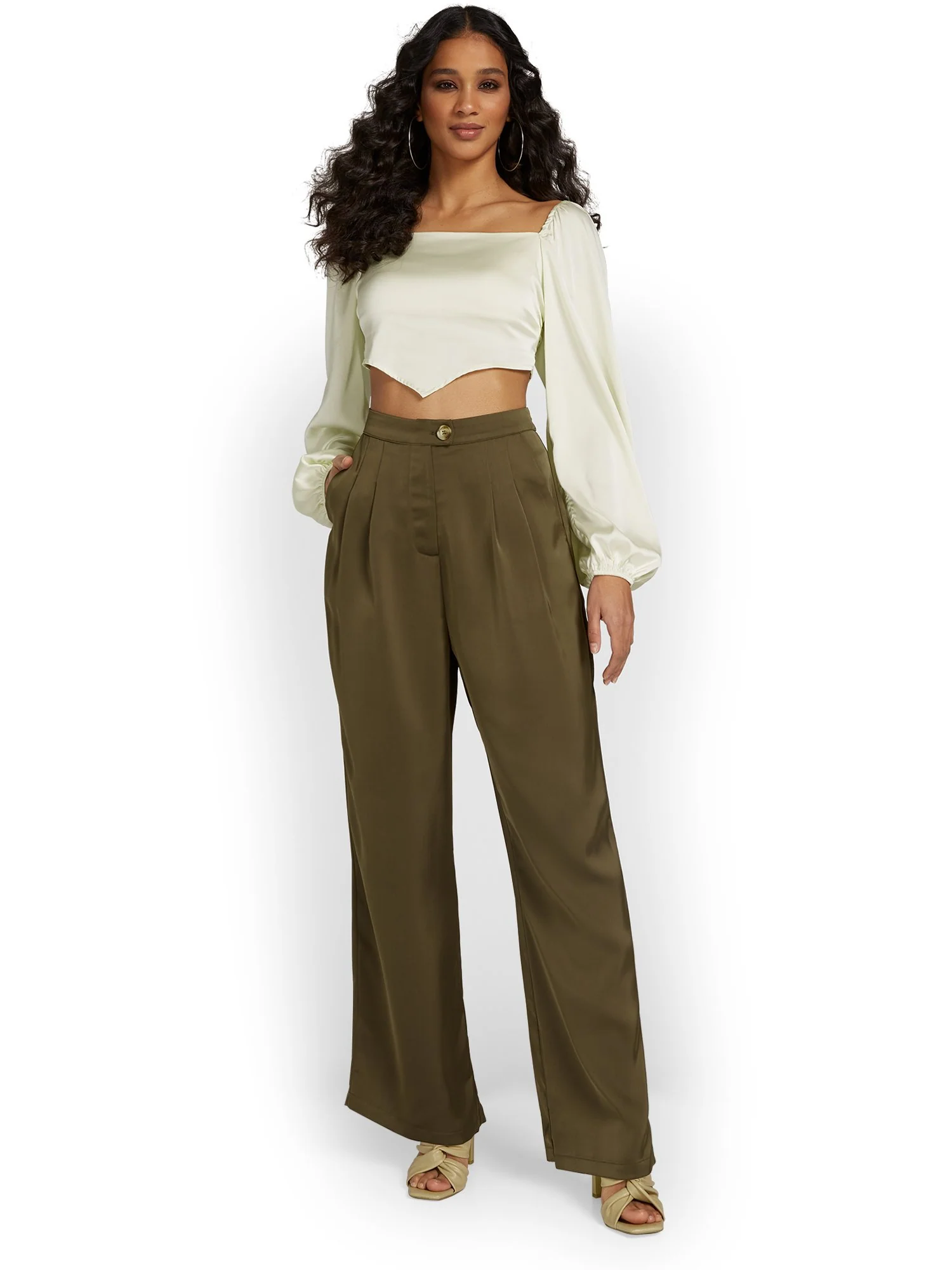 Emory Park High-Waisted Relaxed Satin Wide-Leg Pant - Brands We Love - Image 4