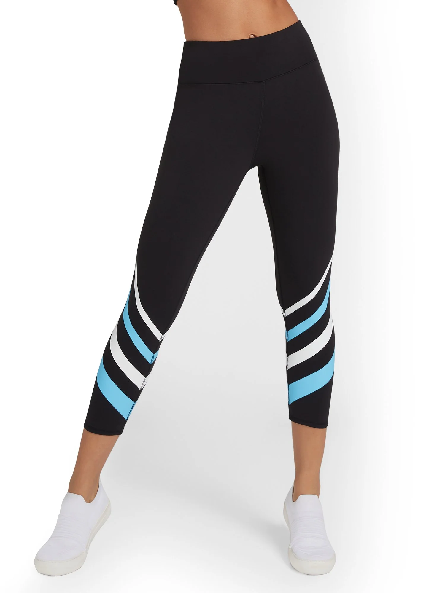 High-Waisted Stripe-Hem Capri Pocket Legging - City Contour - Image 2