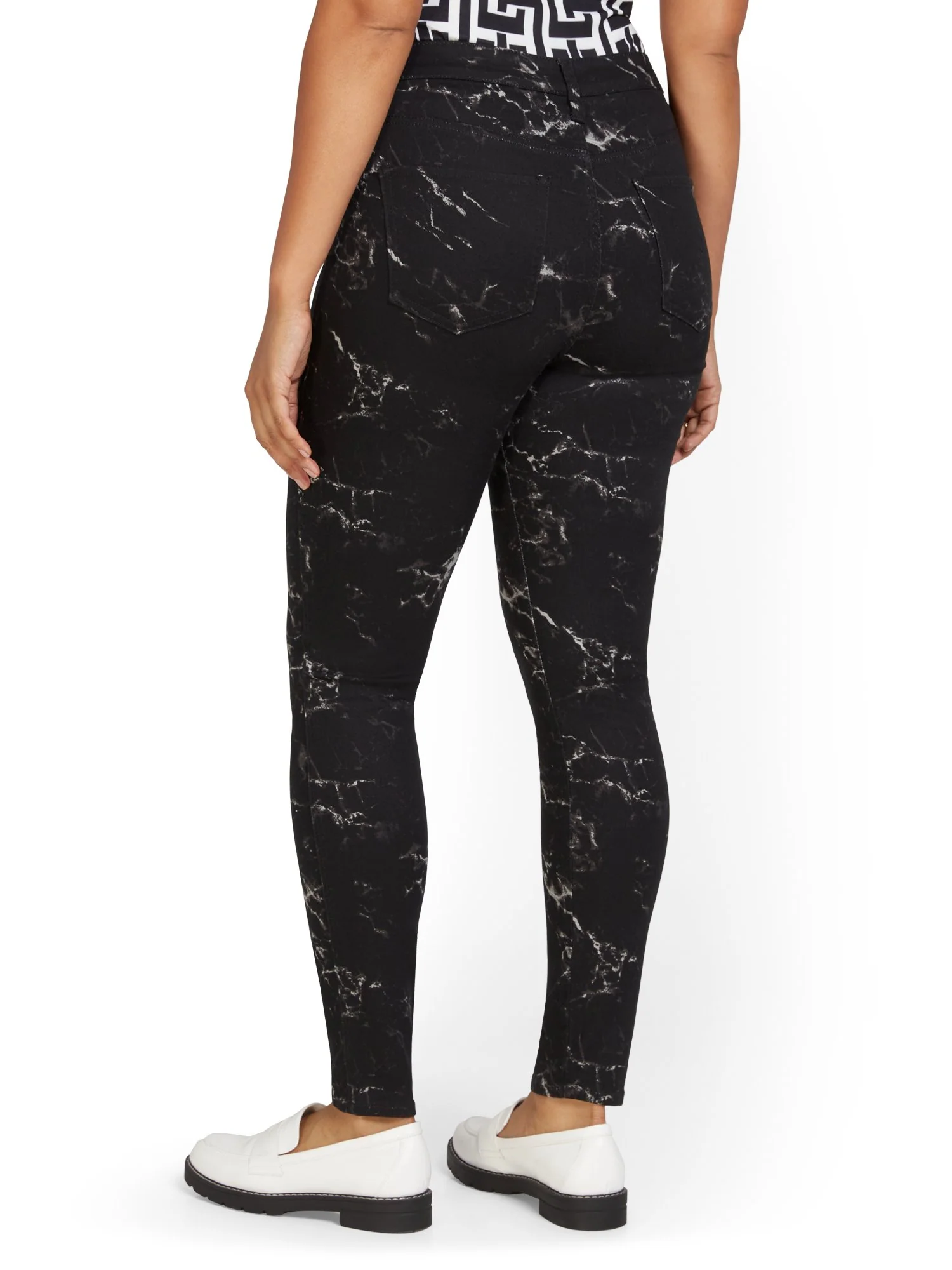 High-Waisted Super-Skinny Ankle Jeans - Marble - Image 6