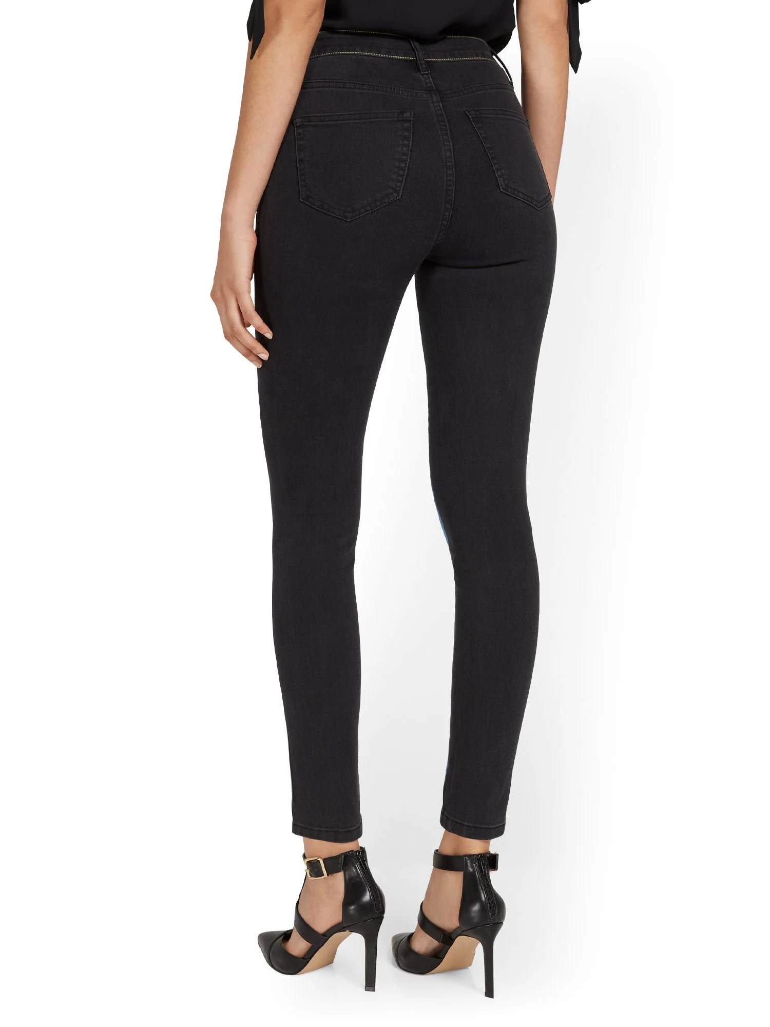 High-Waisted Super-Skinny Colorblock Ankle Jeans - Image 3