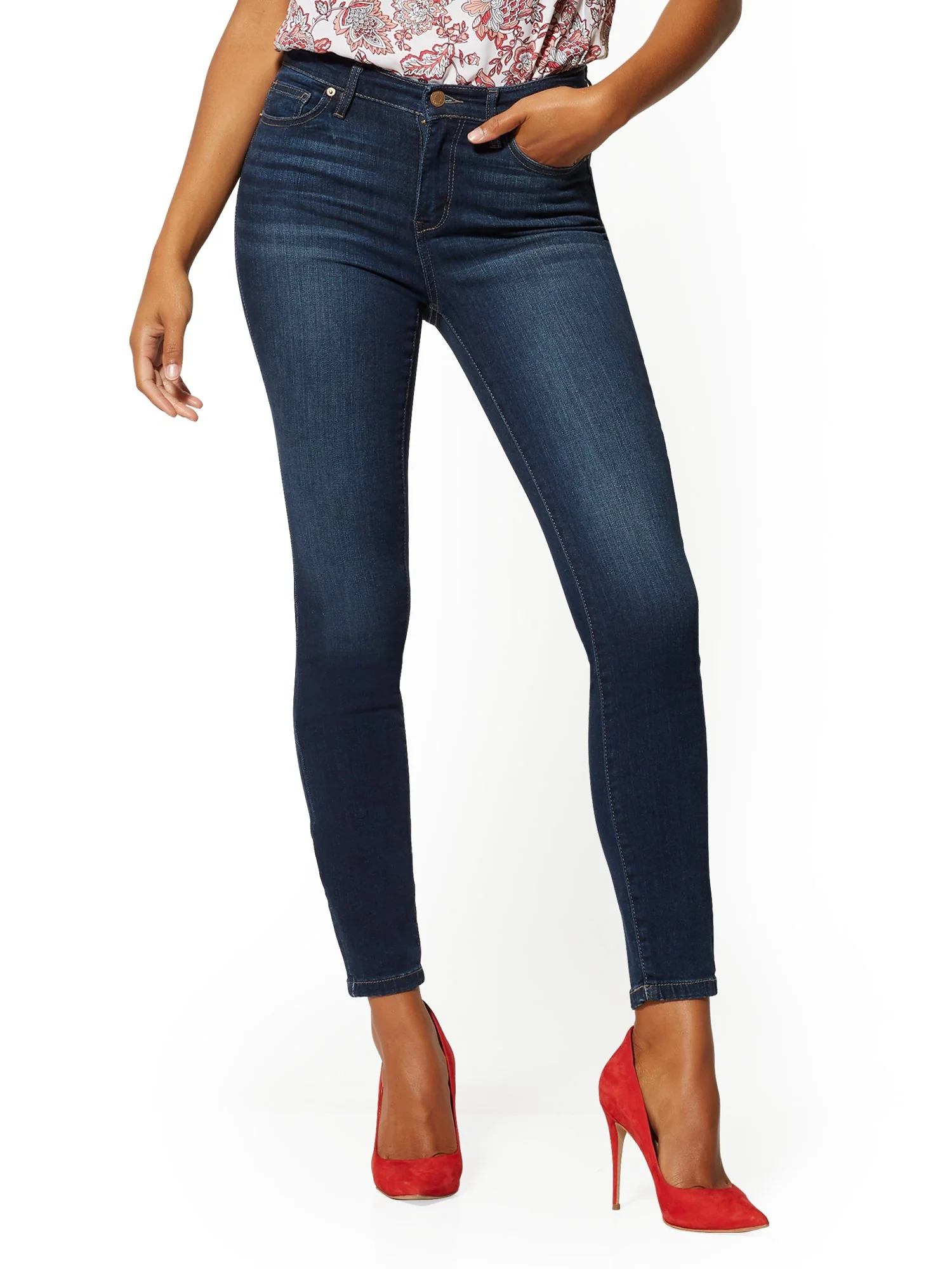High-Waisted Super-Skinny Jeans - Blueberry - Image 2