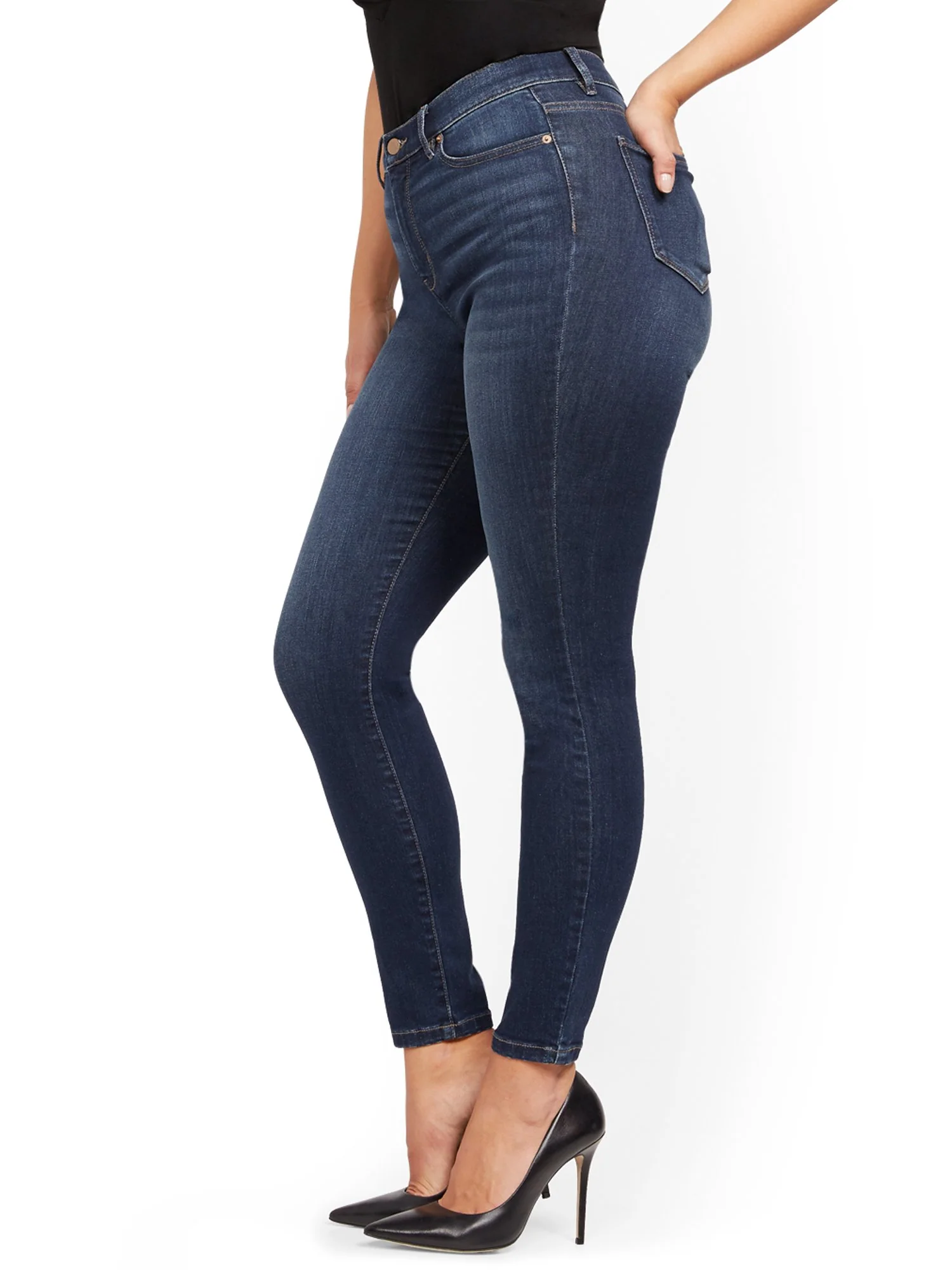 High-Waisted Super-Skinny Jeans - Blueberry - Image 8