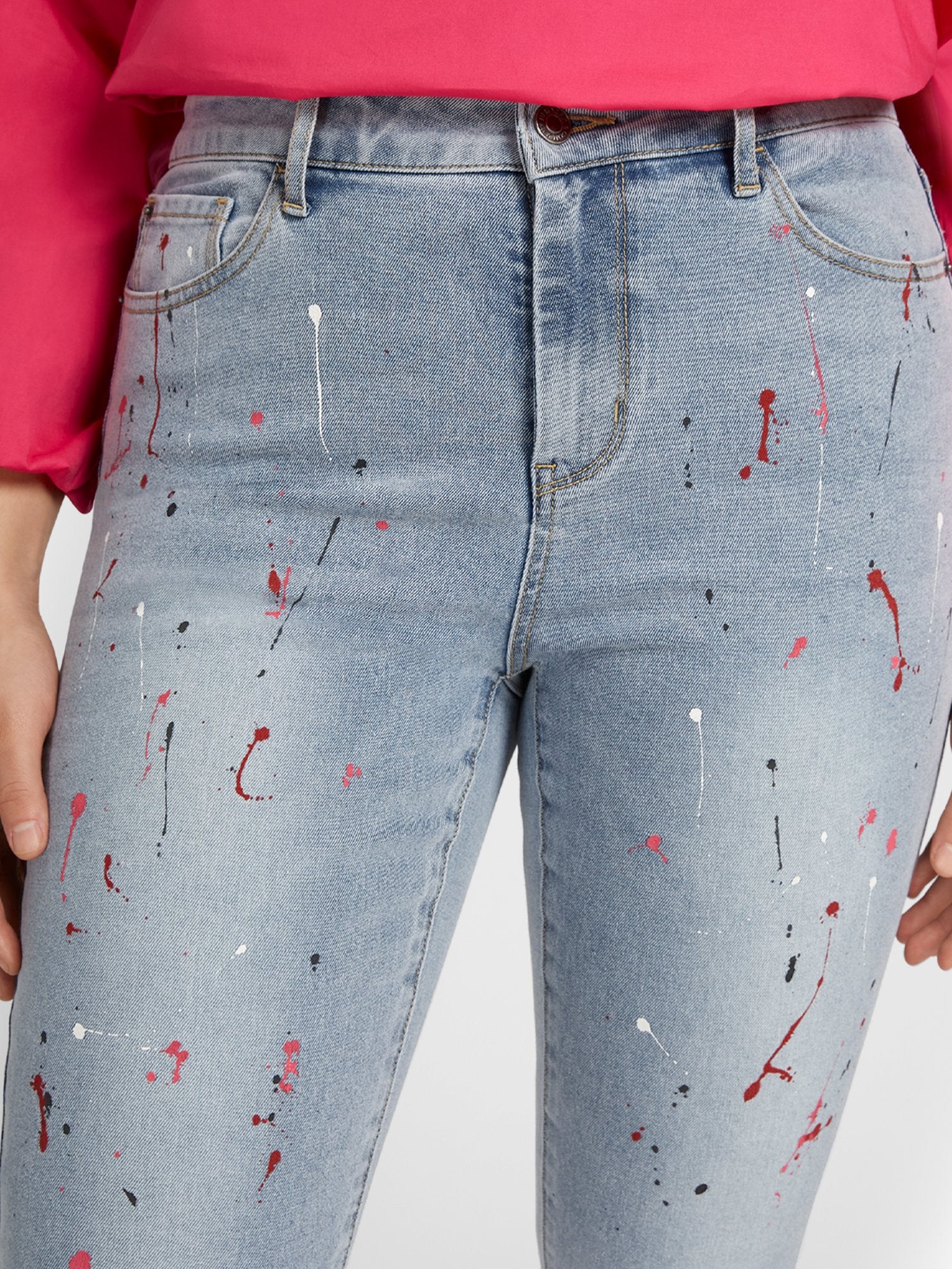 High-Waisted Super-Skinny Jeans - Paint-Splatter - Image 4