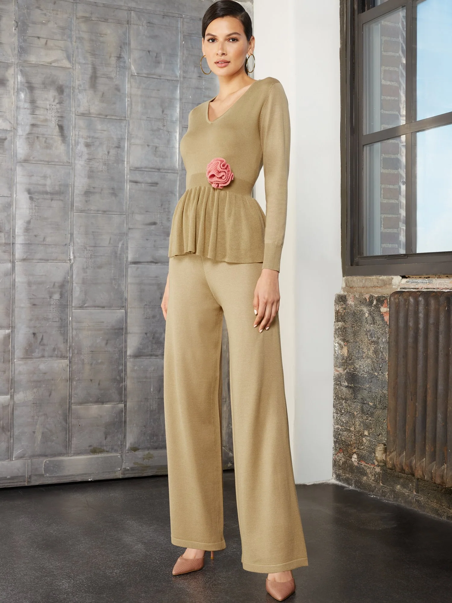 High-Waisted Sweater Palazzo Pant - Image 11