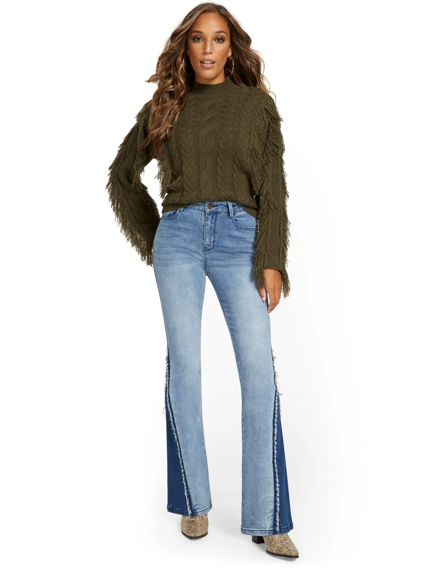 High-Waisted Wide-Leg Accent-Side Jeans - Image 5