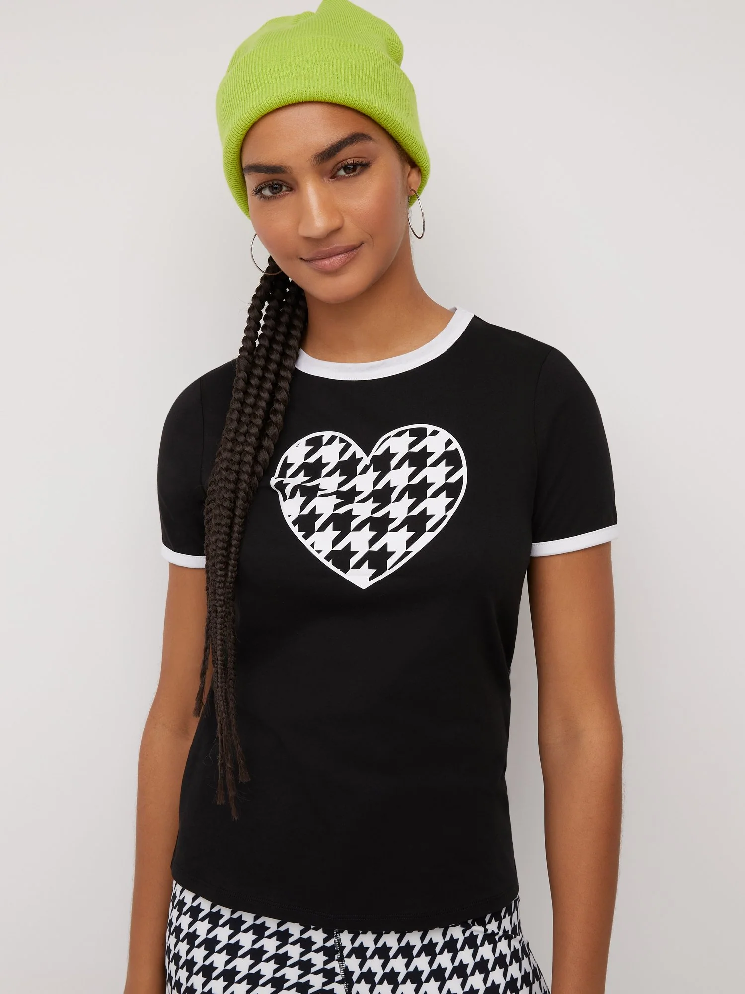 Houndstooth Heart Graphic Tee - Image 2