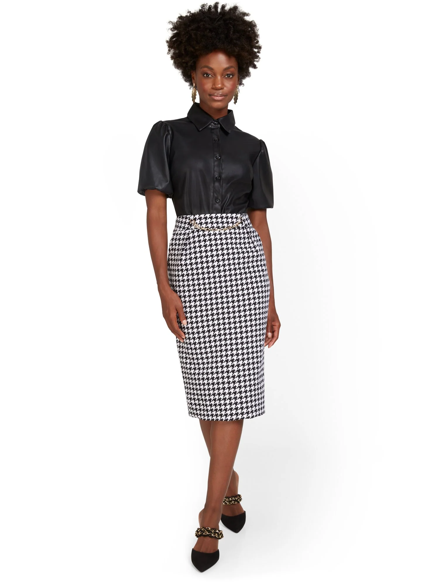 Houndstooth Pencil Skirt - Image 5
