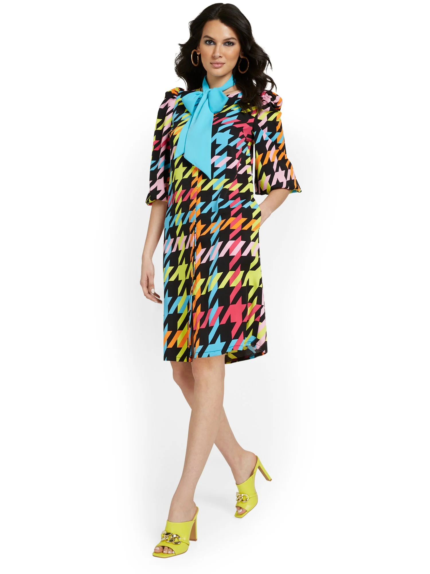 Houndstooth Shift Dress - Image 4