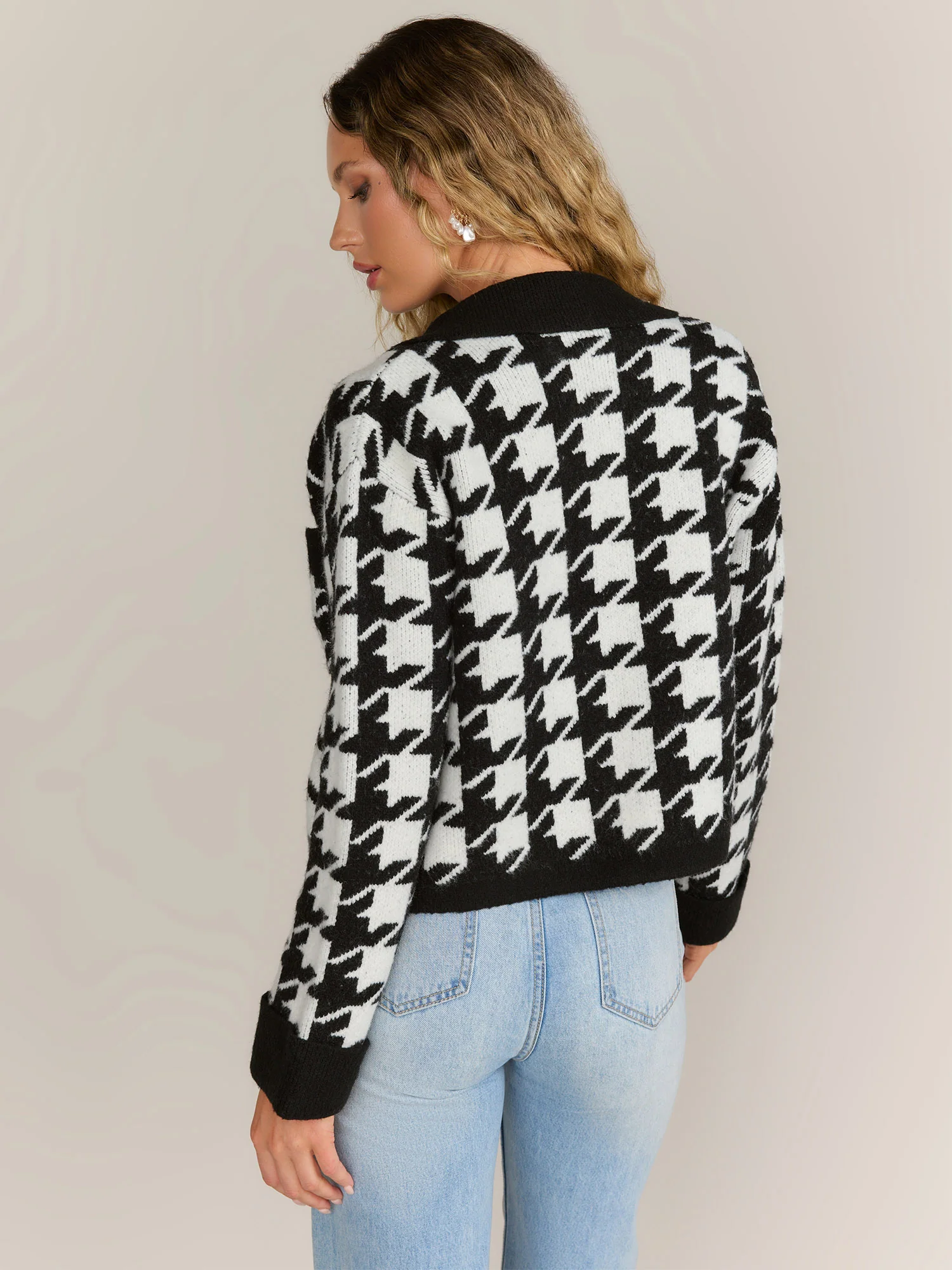 Grey Lab Long Sleeve Houndstooth Cardigan - Brands We Love - Image 3