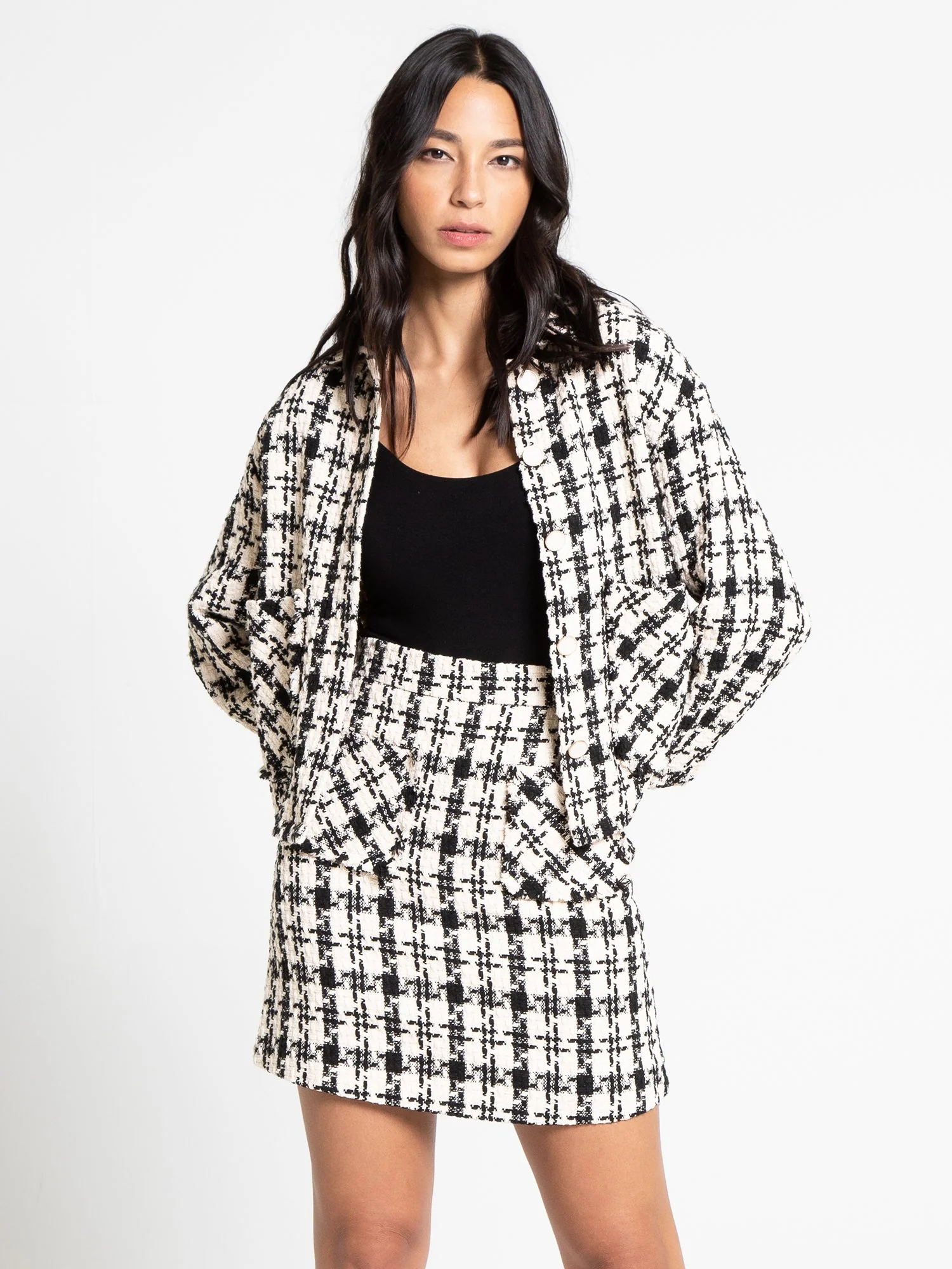 Aaron & Amber Houndstooth Tweed Mini Skirt - Brands We Love - Image 3