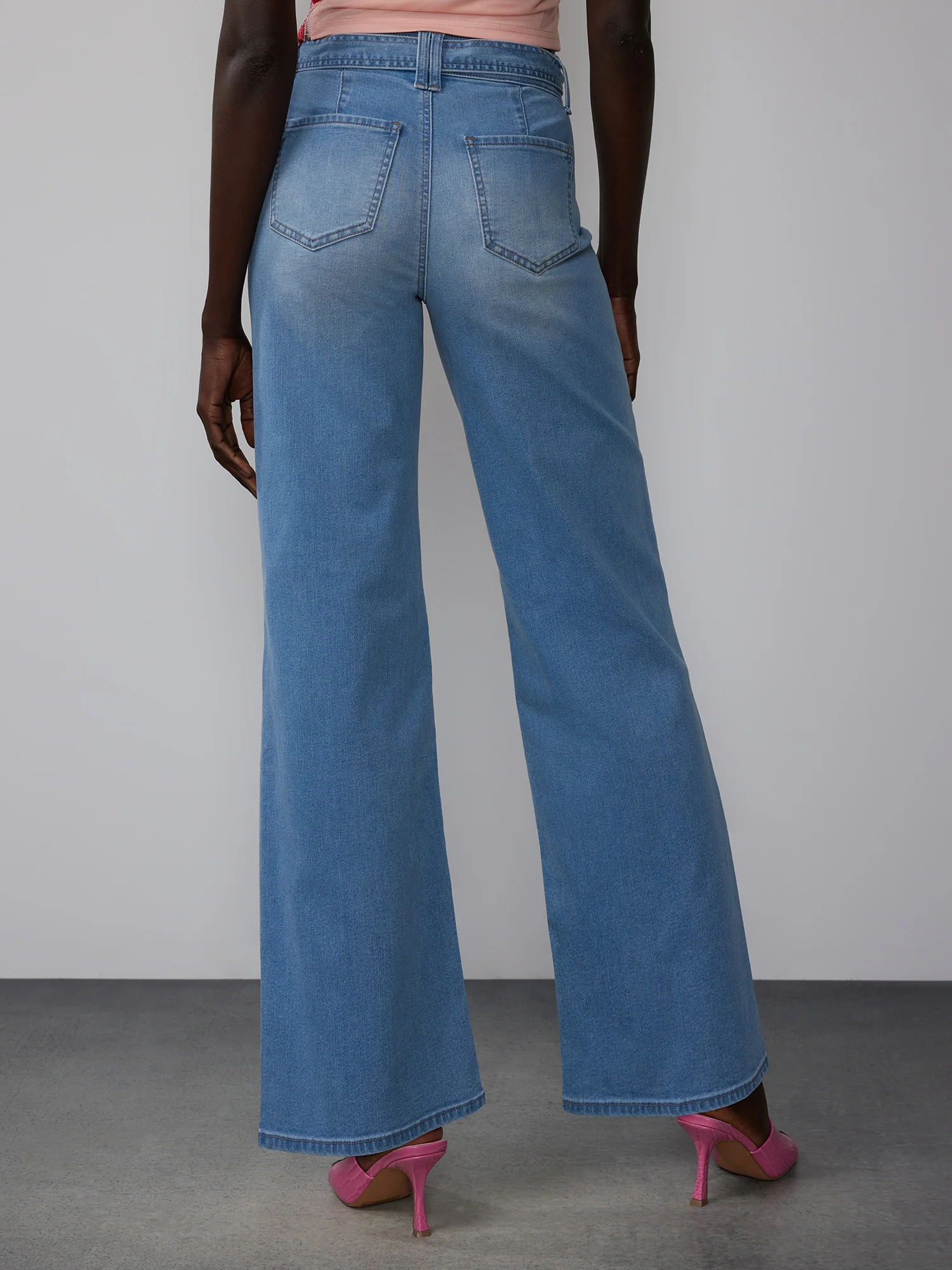 High Rise Belted Wide Leg Jeans - Image 2