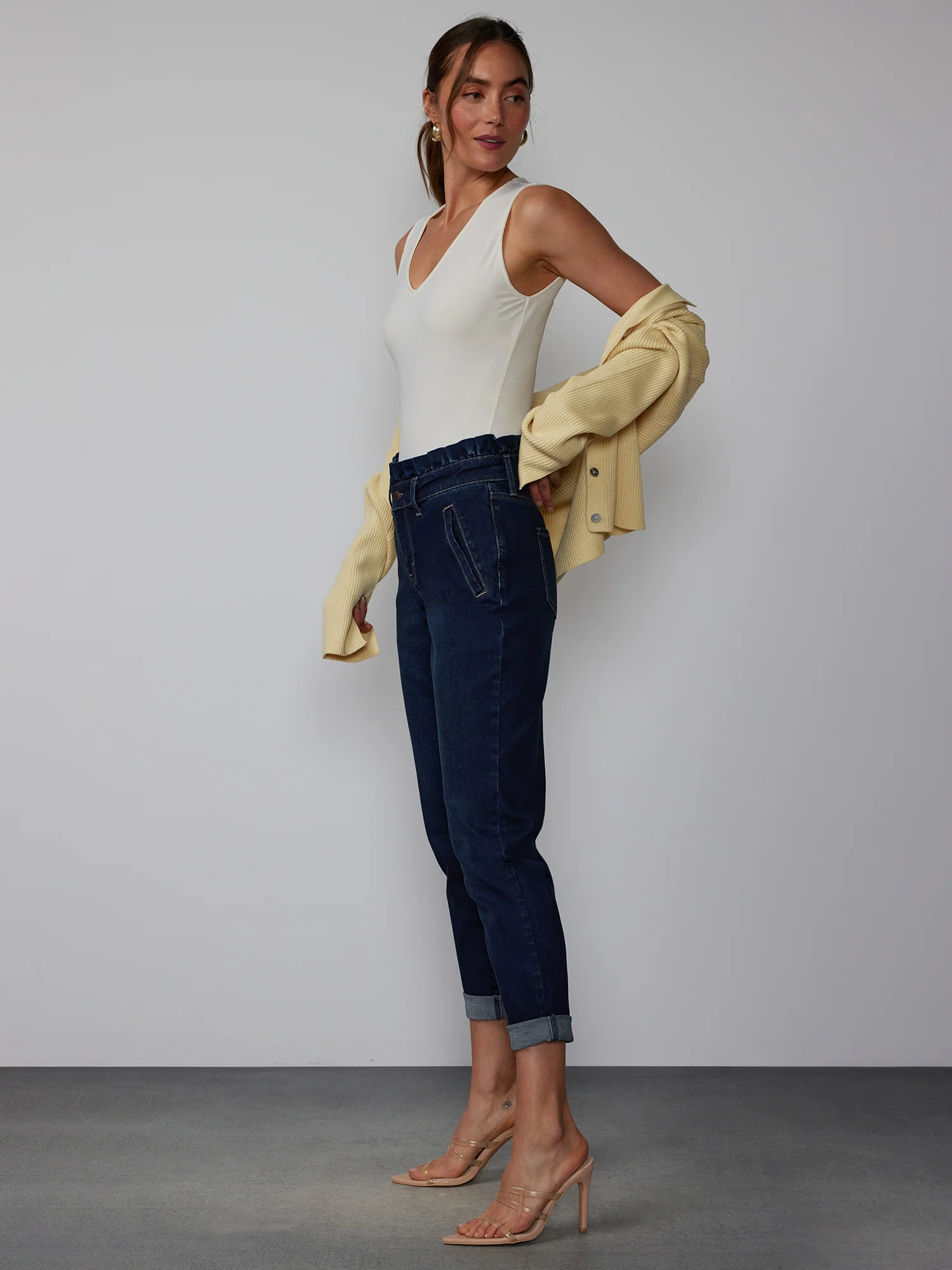 High Rise Paperbag Waist Boyfriend Jeans - Image 2