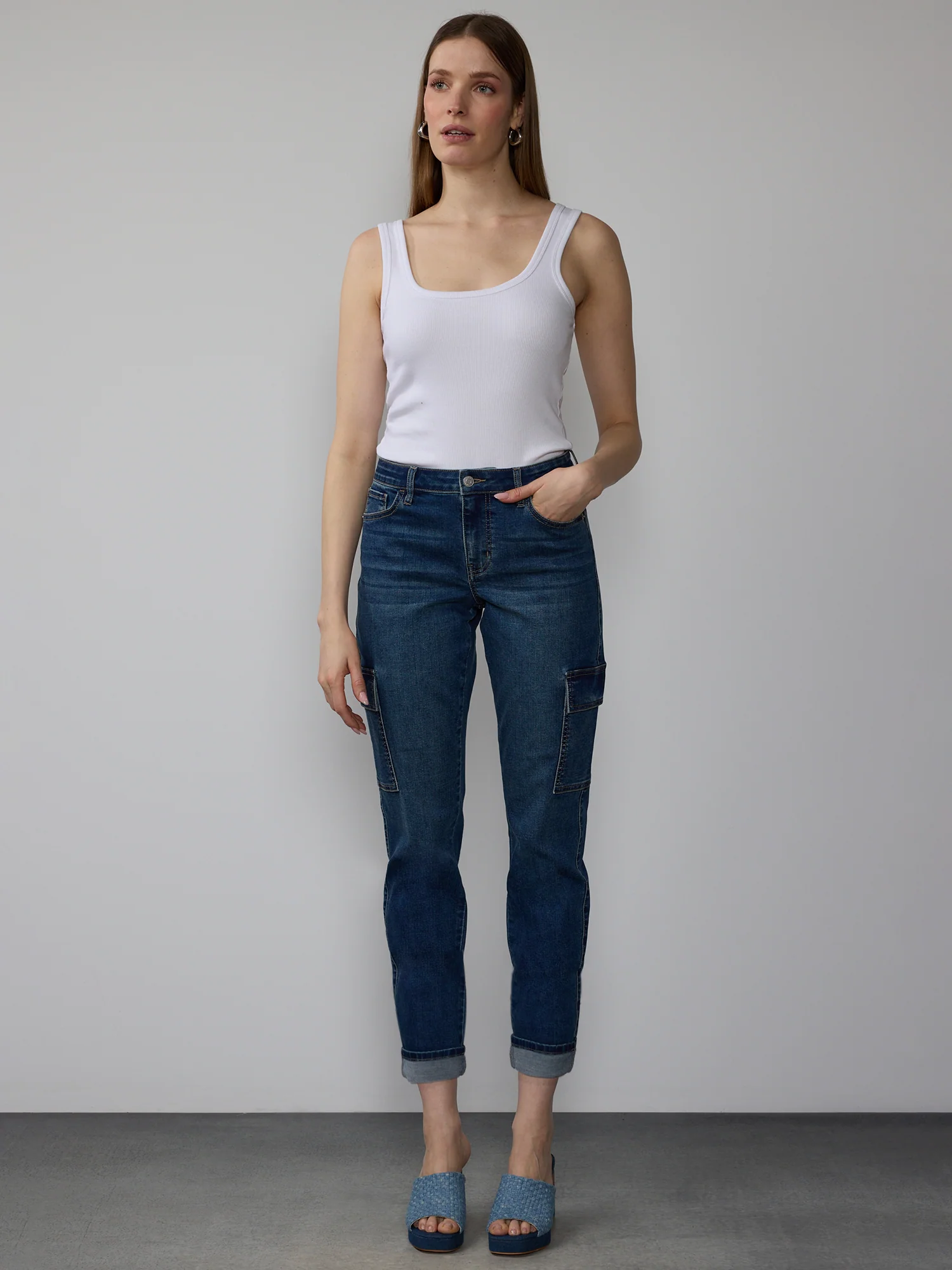 High Rise Cargo Boyfriend Jeans