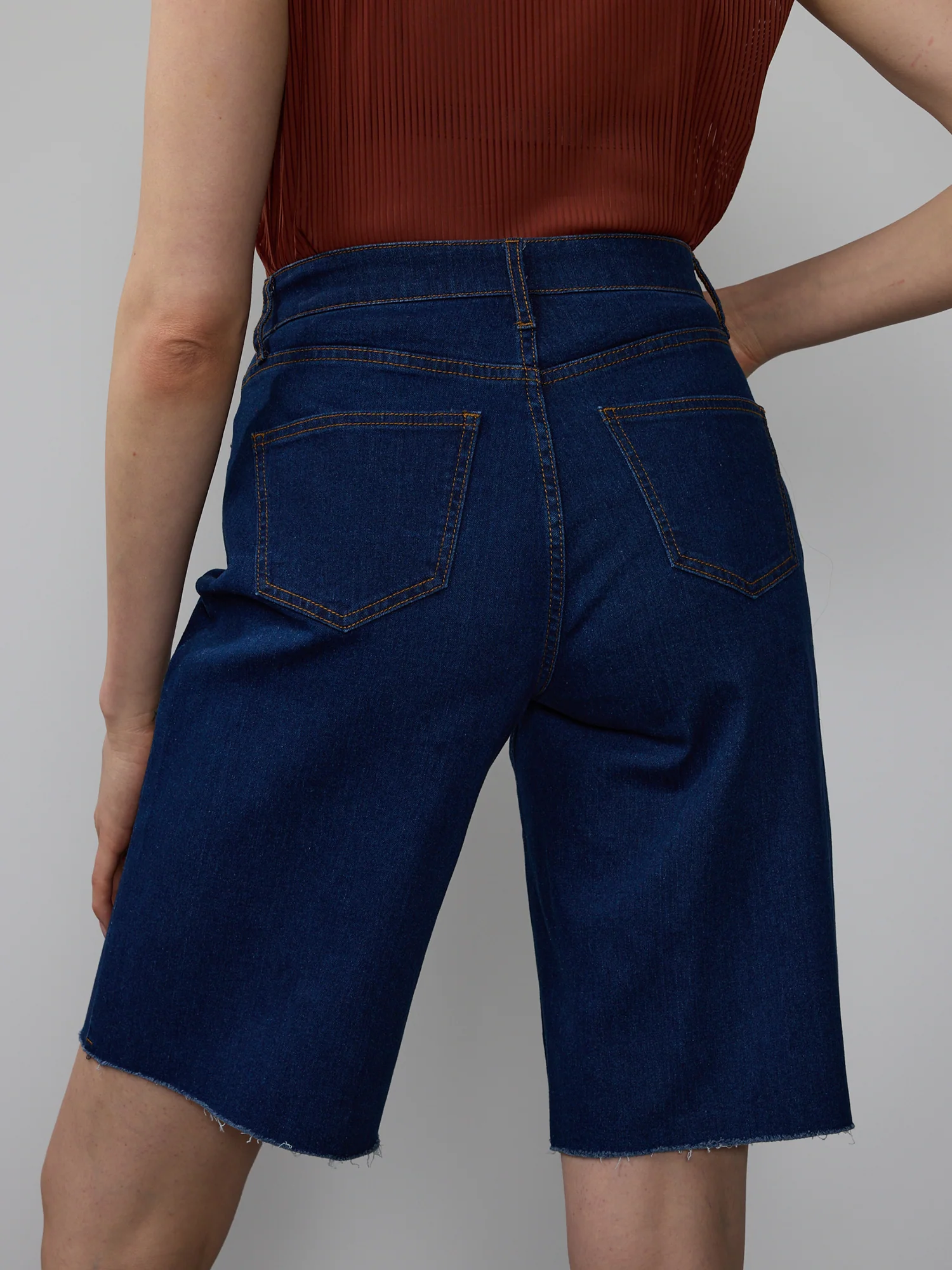 High Rise Curvy 12-Inch Denim Shorts - Image 3