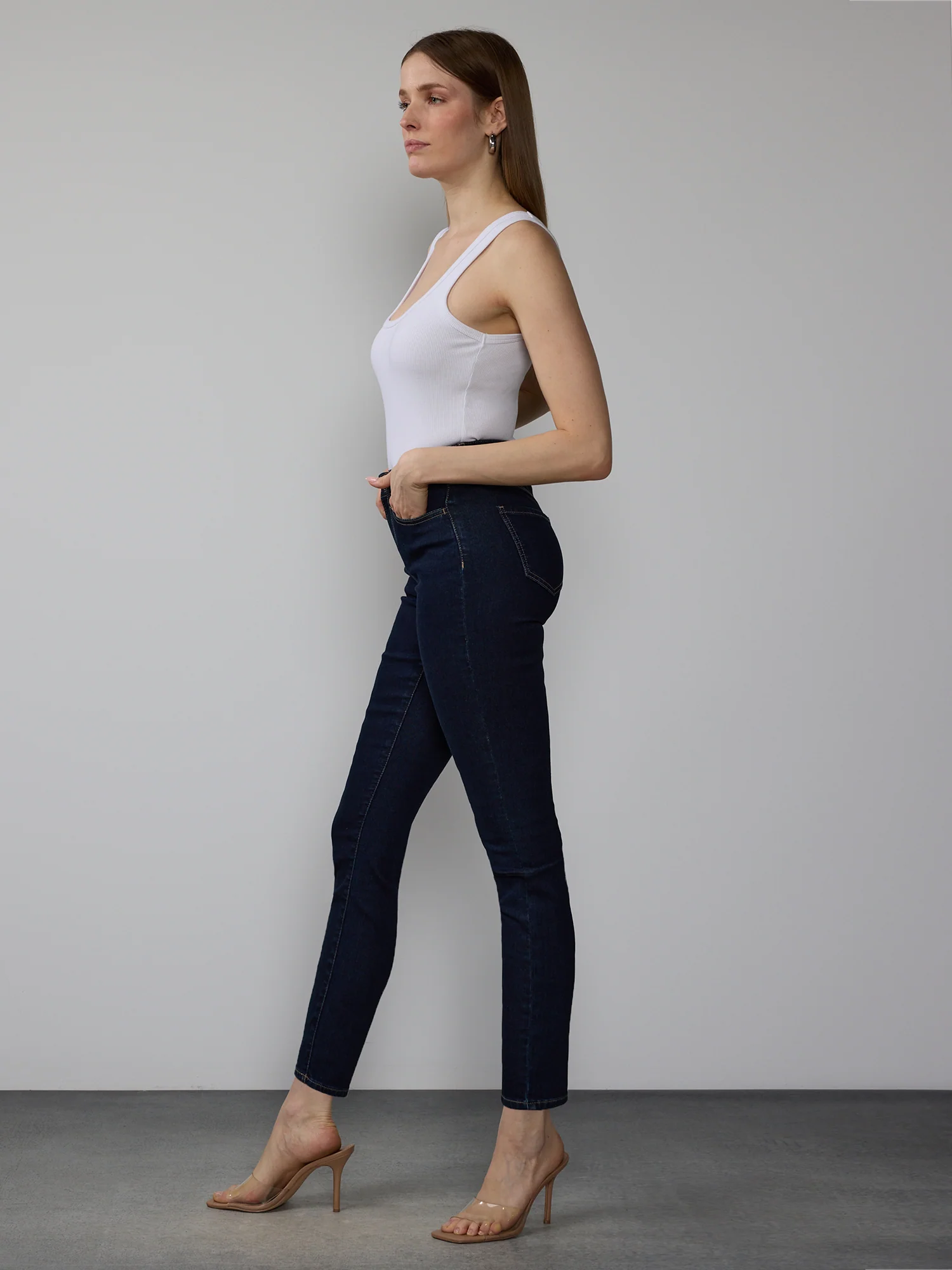 High Rise Skinny Fit Rosette Jeans - Image 2