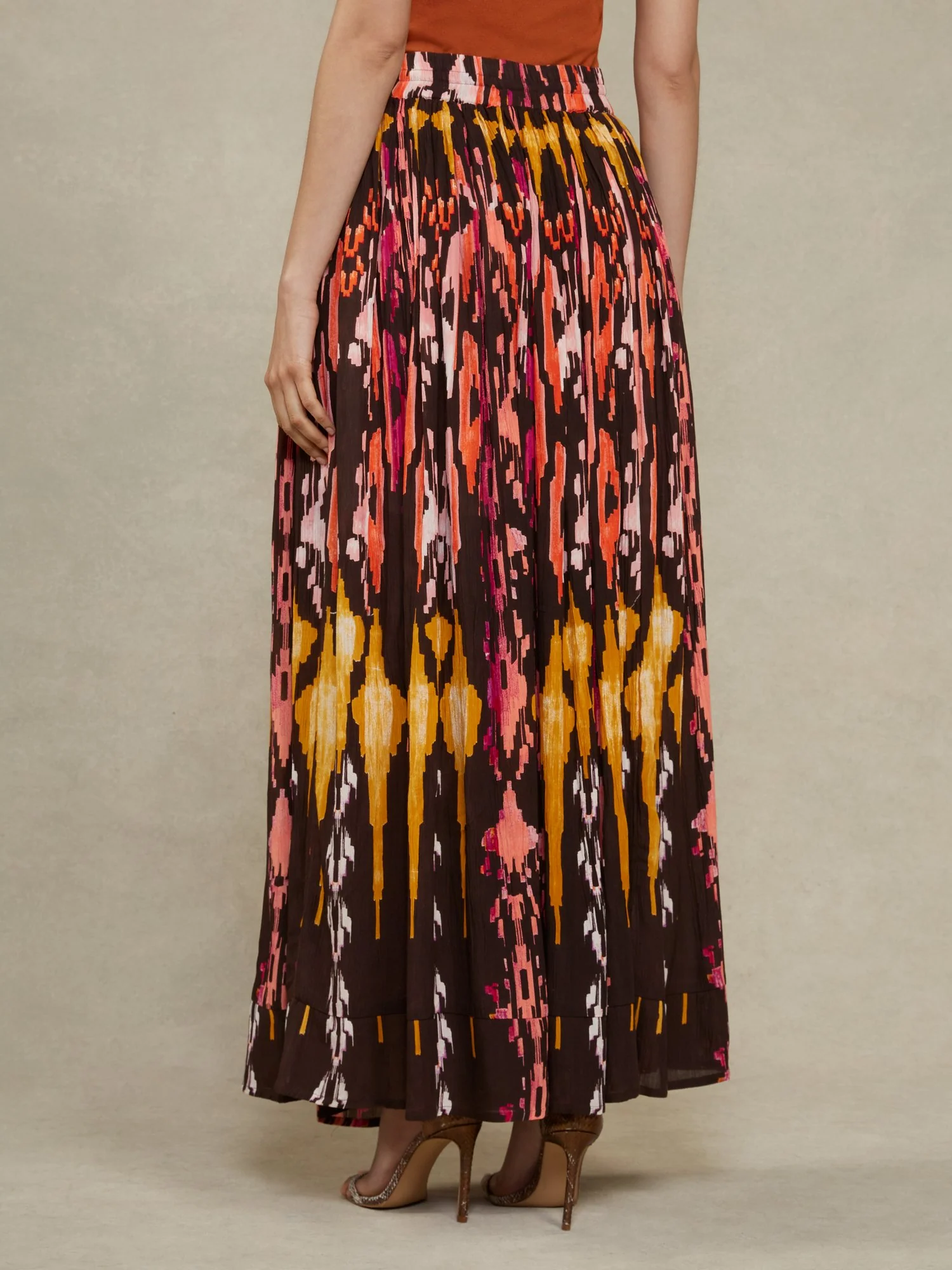 Ikat-Print Drawstring Maxi Skirt - Image 3