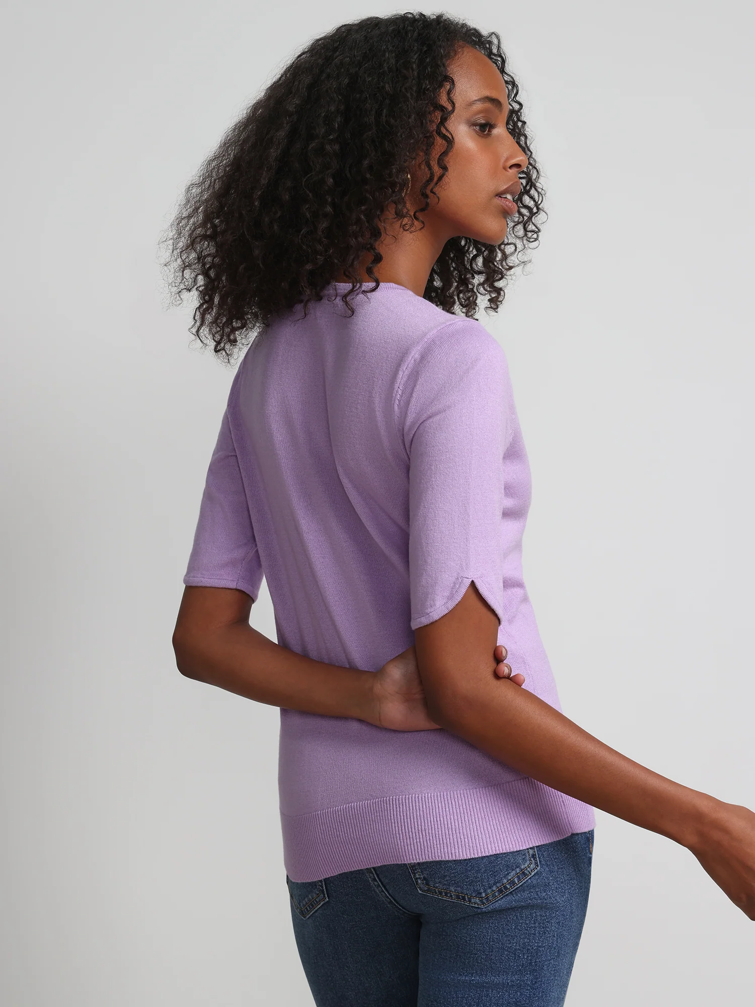 Jeweled-Button Chelsea Crewneck Cardigan - Image 43