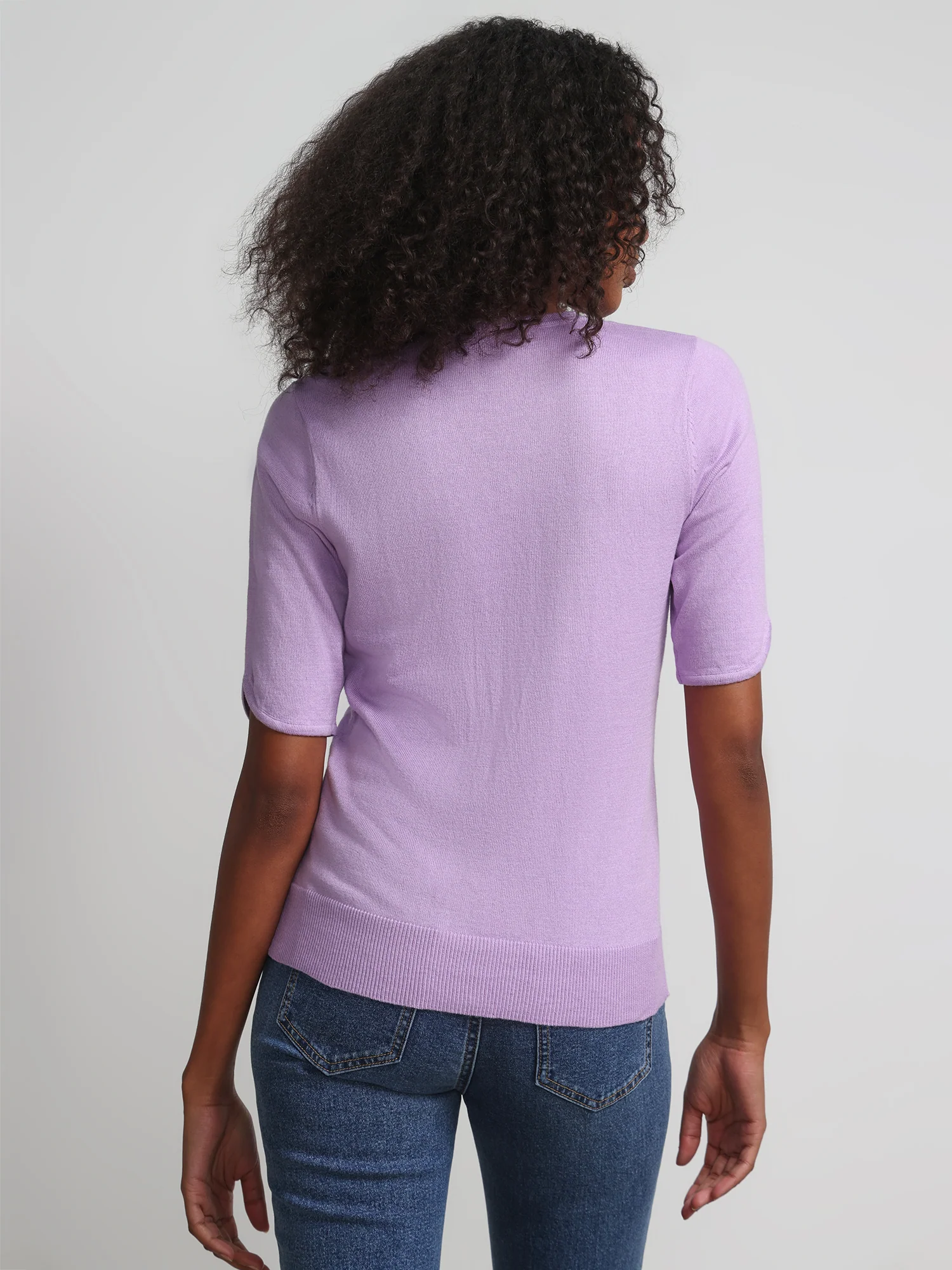 Jeweled-Button Chelsea Crewneck Cardigan - Image 44