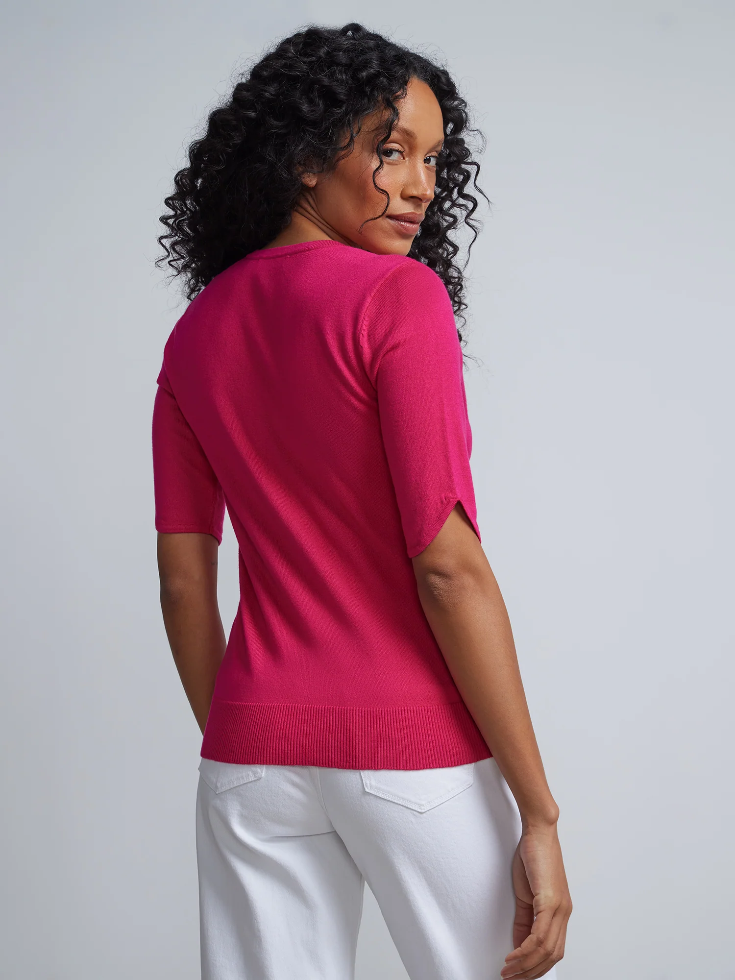 Jeweled-Button Chelsea Crewneck Cardigan - Image 53