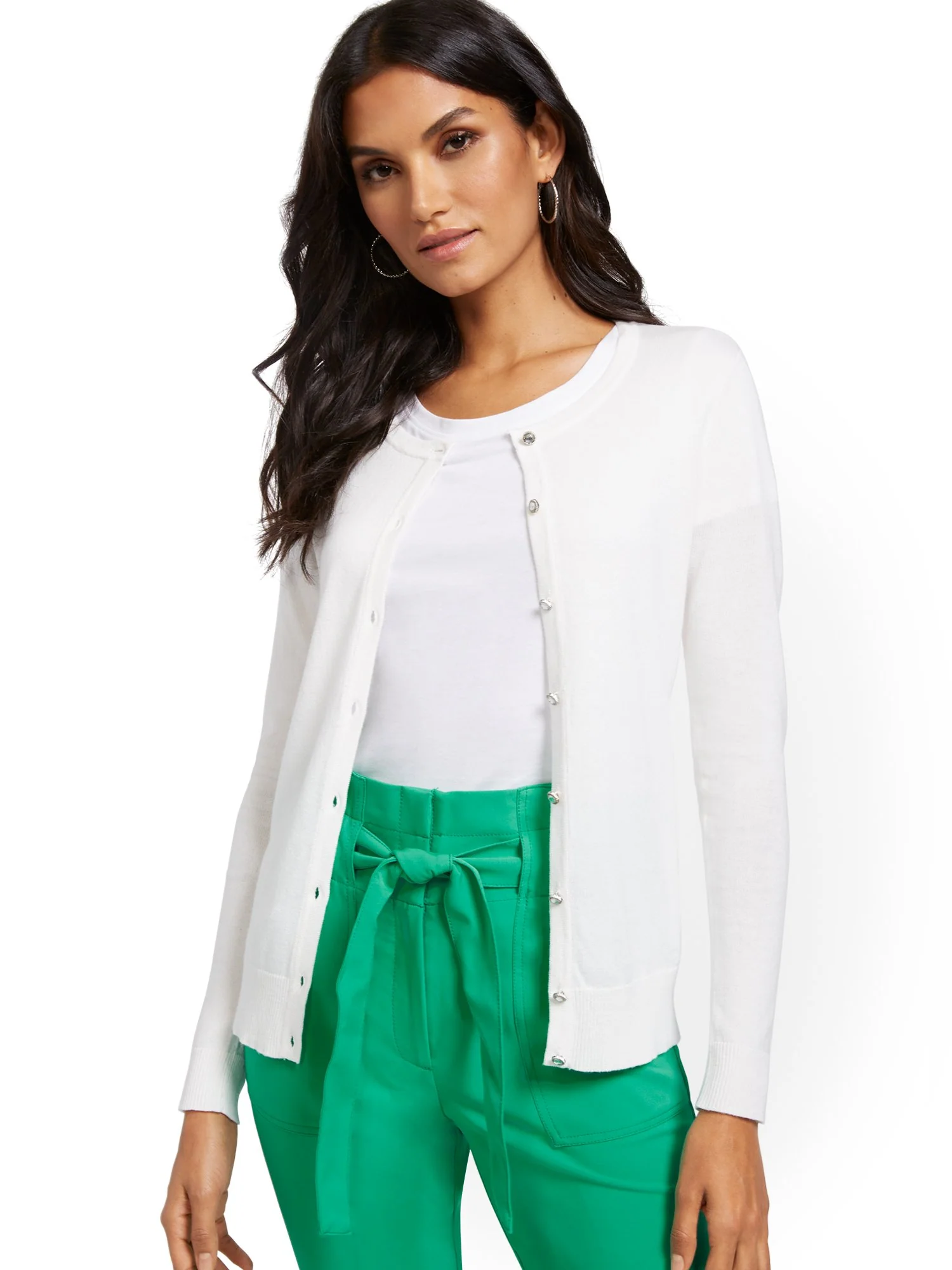 Jeweltone-Button Chelsea Crewneck Cardigan - Image 16