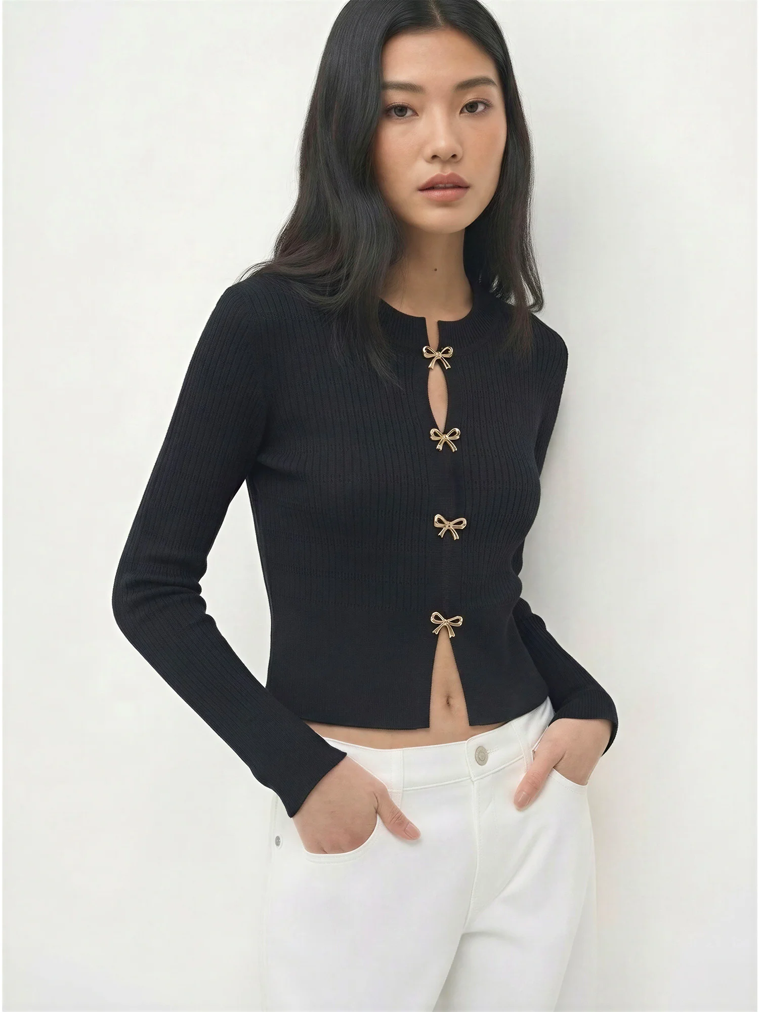 Jill Bow Button Cardigan