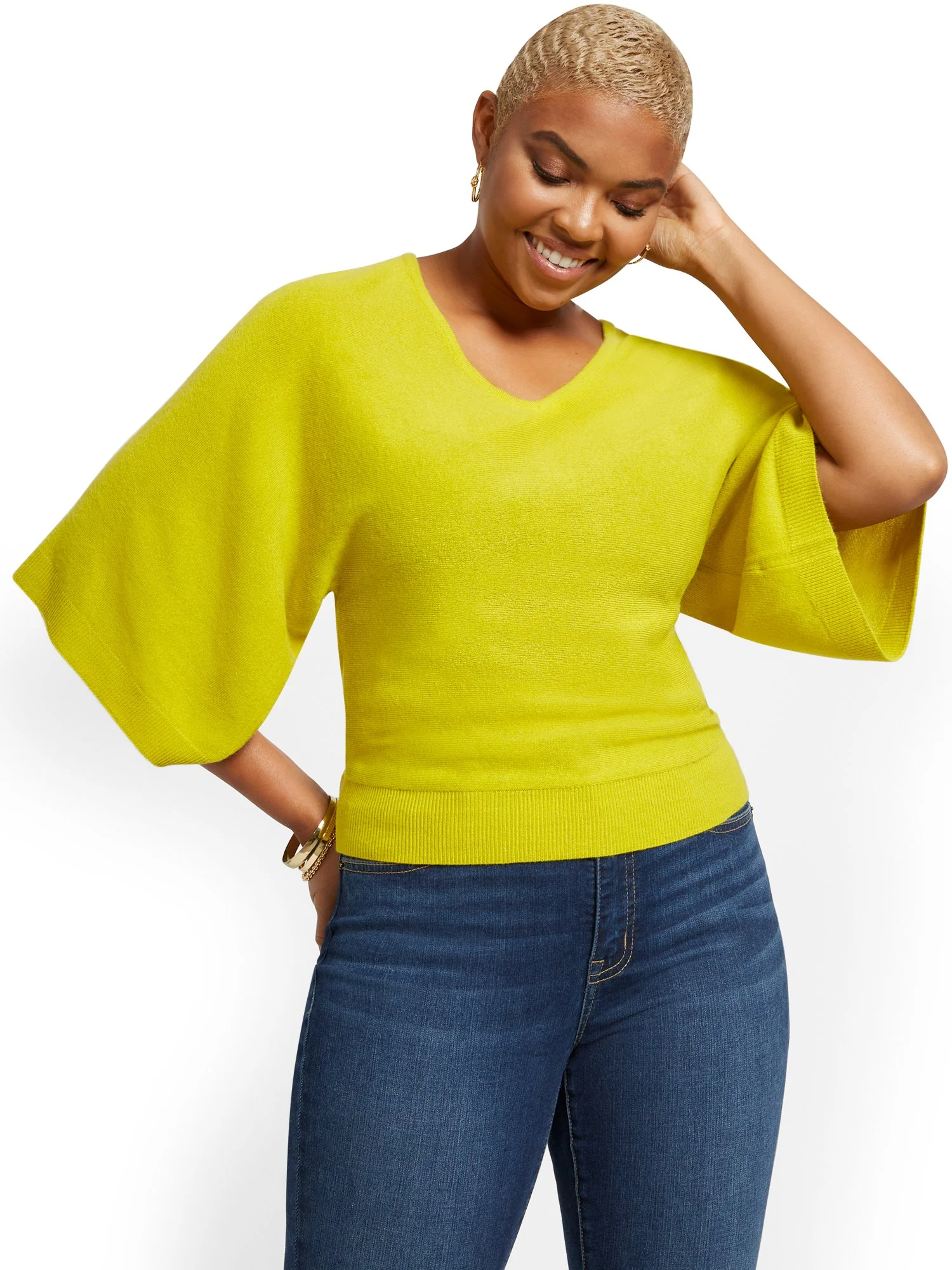 Kimono Sleeve V-Neck Sweater - Image 21