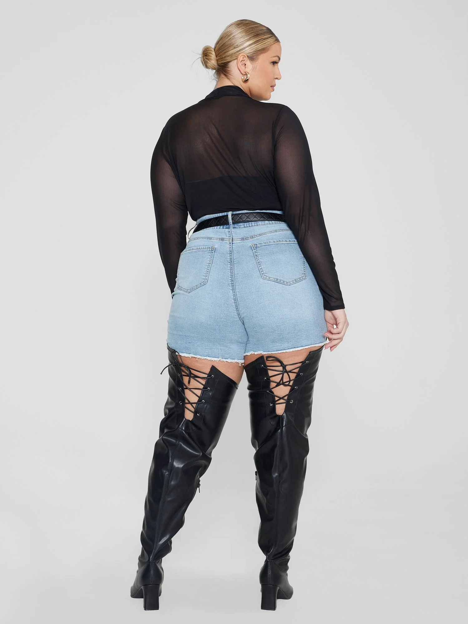 Krista Wide Calf Thigh-High Boots With Belt Strap - Image 3