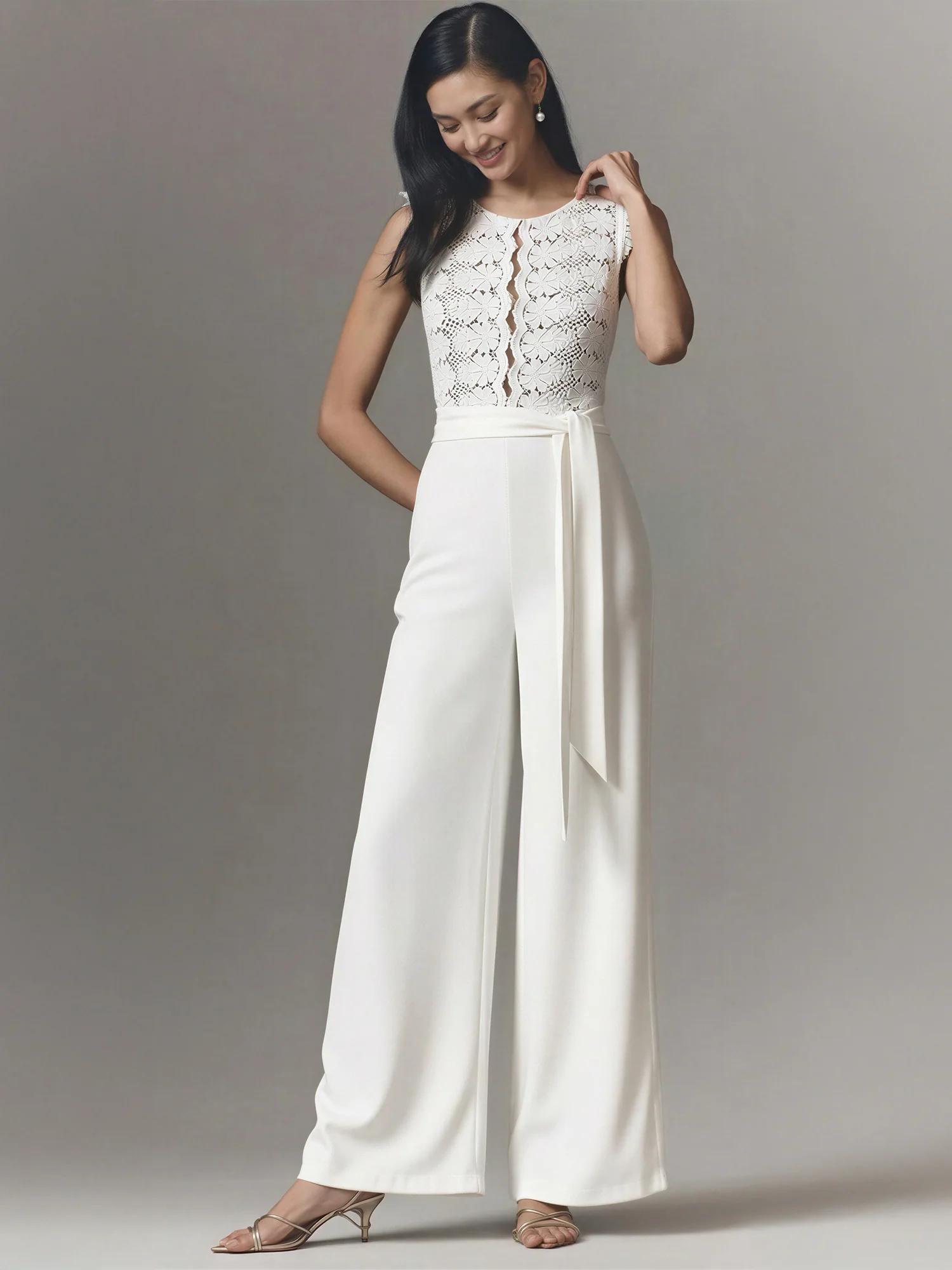 Lace Top Knit Jumpsuit