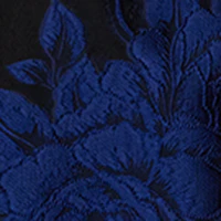 Navy Black Brocade Floral Midi Skirt - Image 5