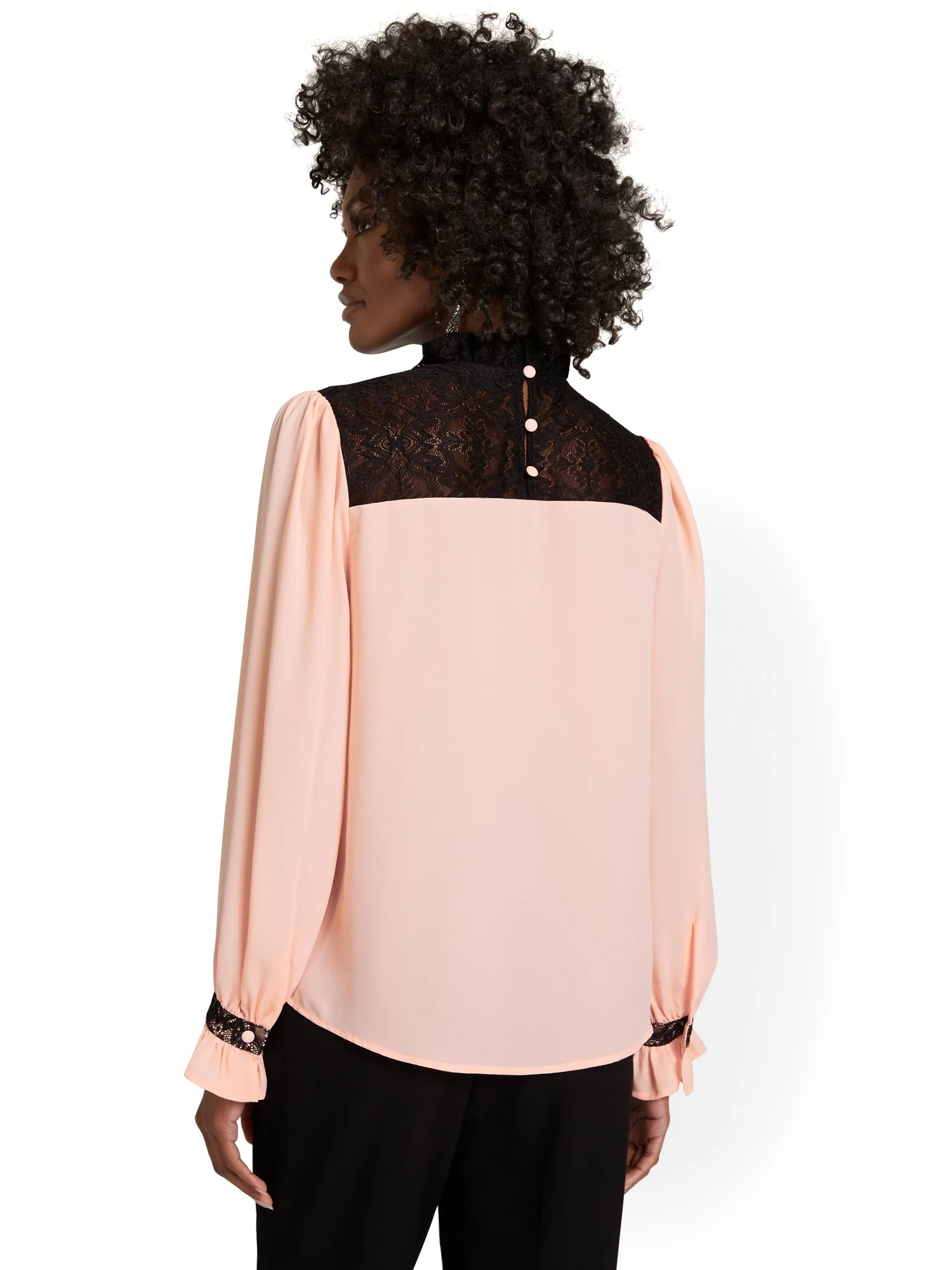 Lace Contrast Blouse - Image 3