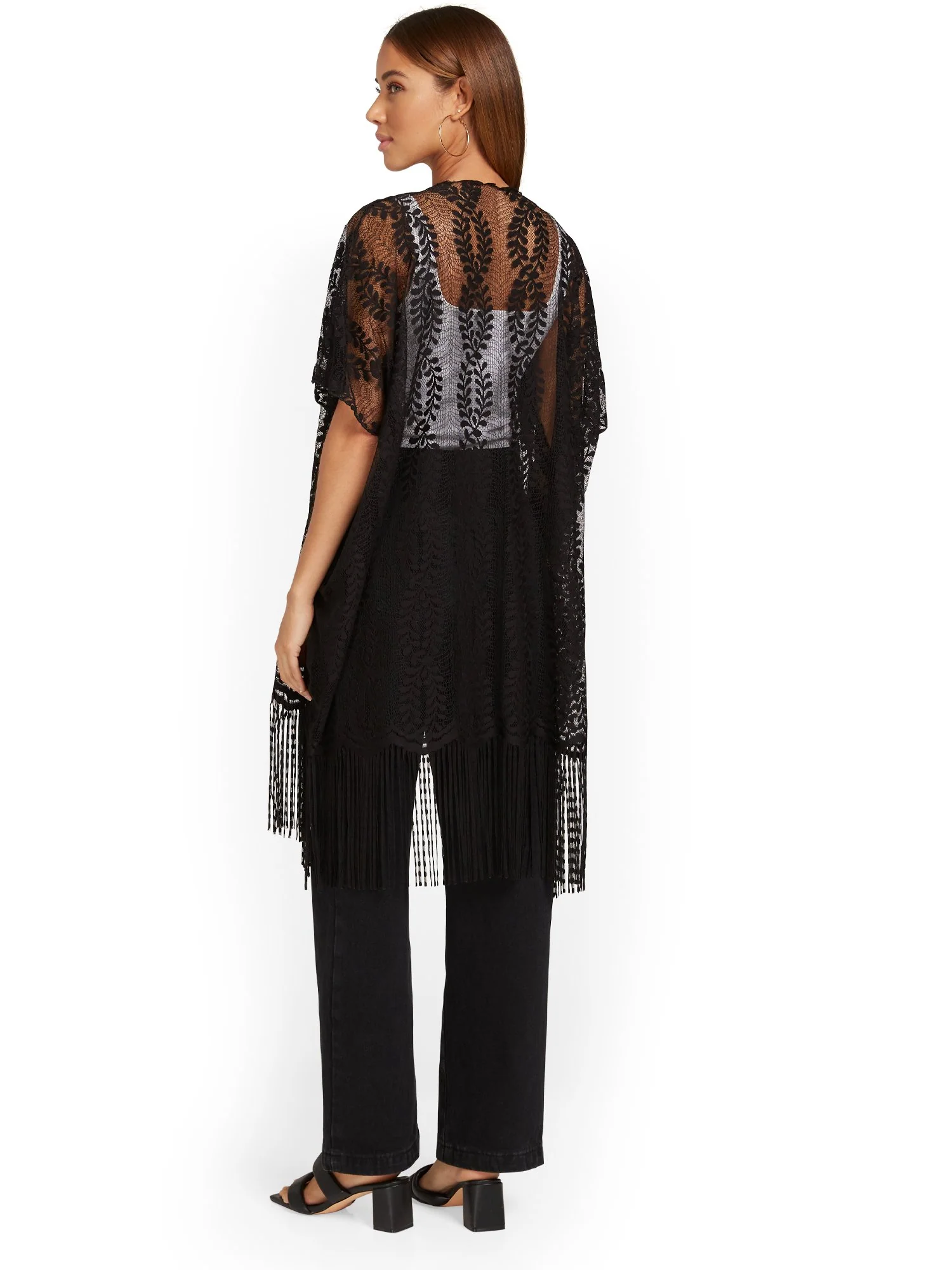 Lace-Detail Fringe-Hem Kimono - Justin Taylor - Image 3