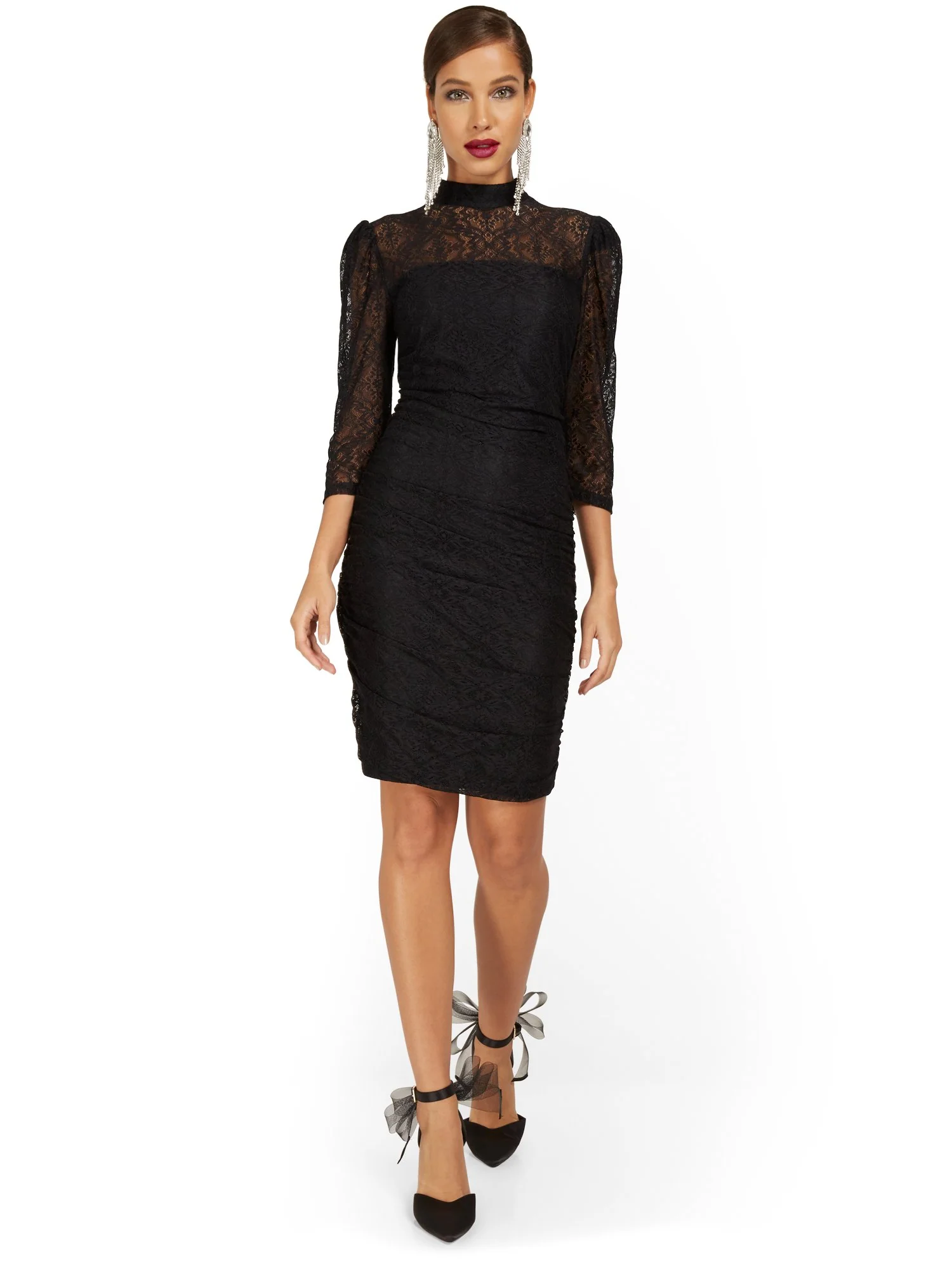 Lace-Illusion Sheath Dress - Image 2