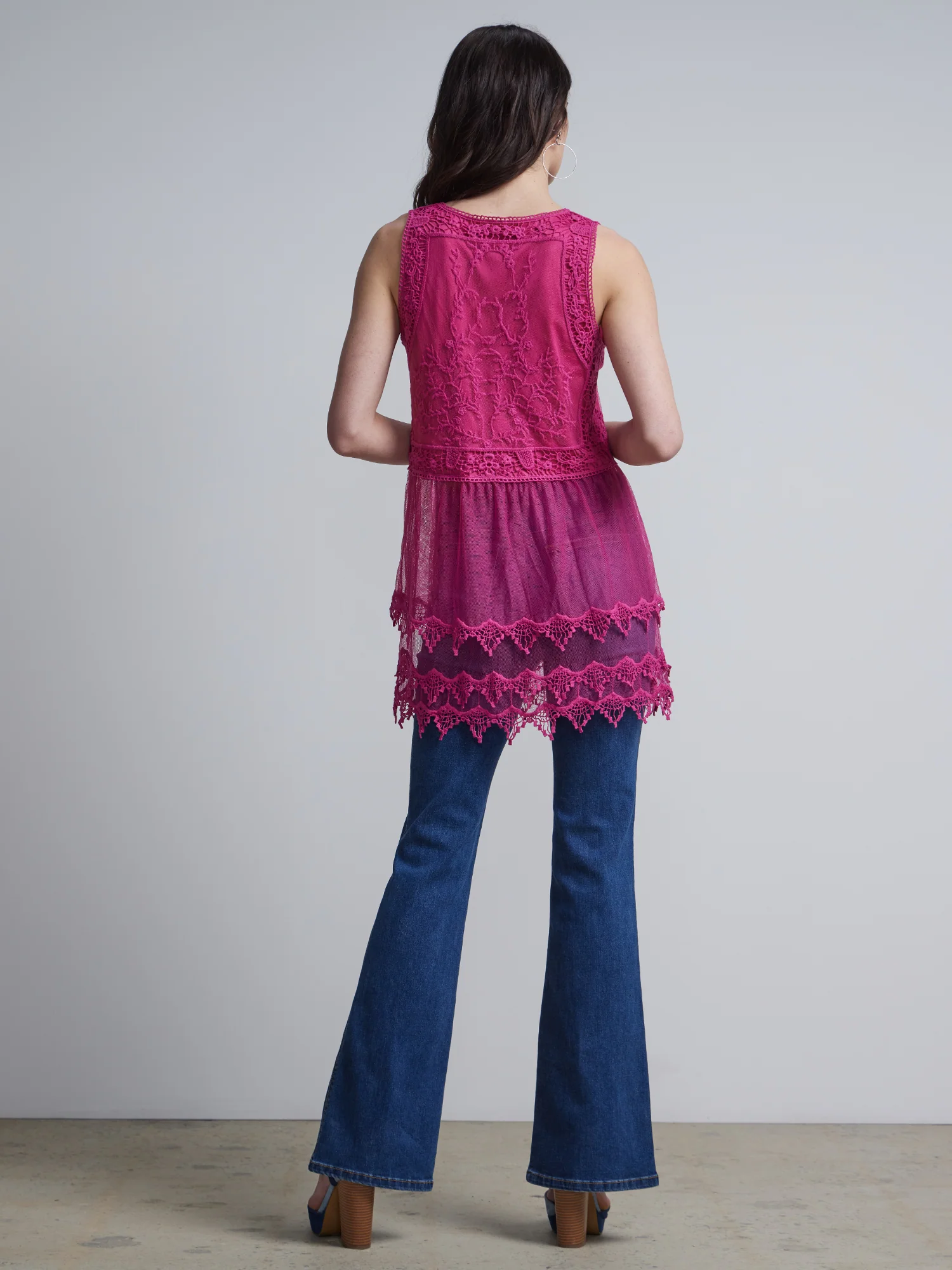 Lace-Mesh Sleeveless Tunic Top - Image 13