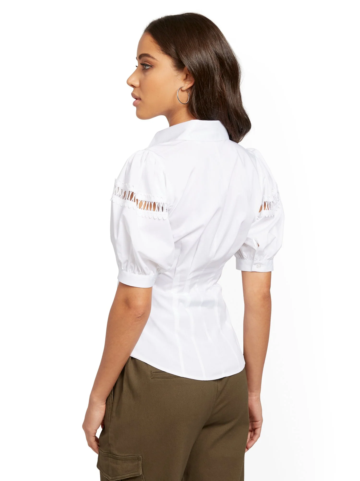 Lace-Trim Puff-Sleeve Top - Lily & Cali - Image 3