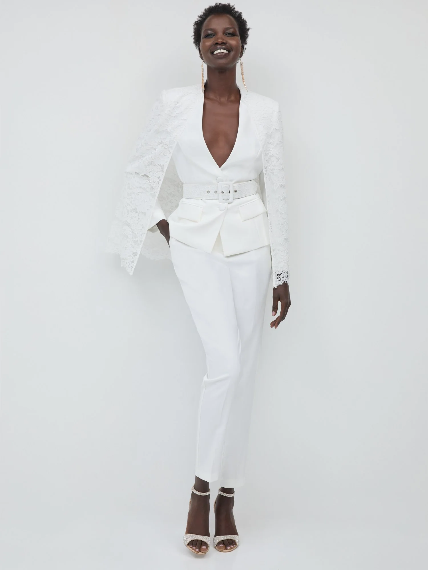 Lace-Trim Slim-Leg Pant