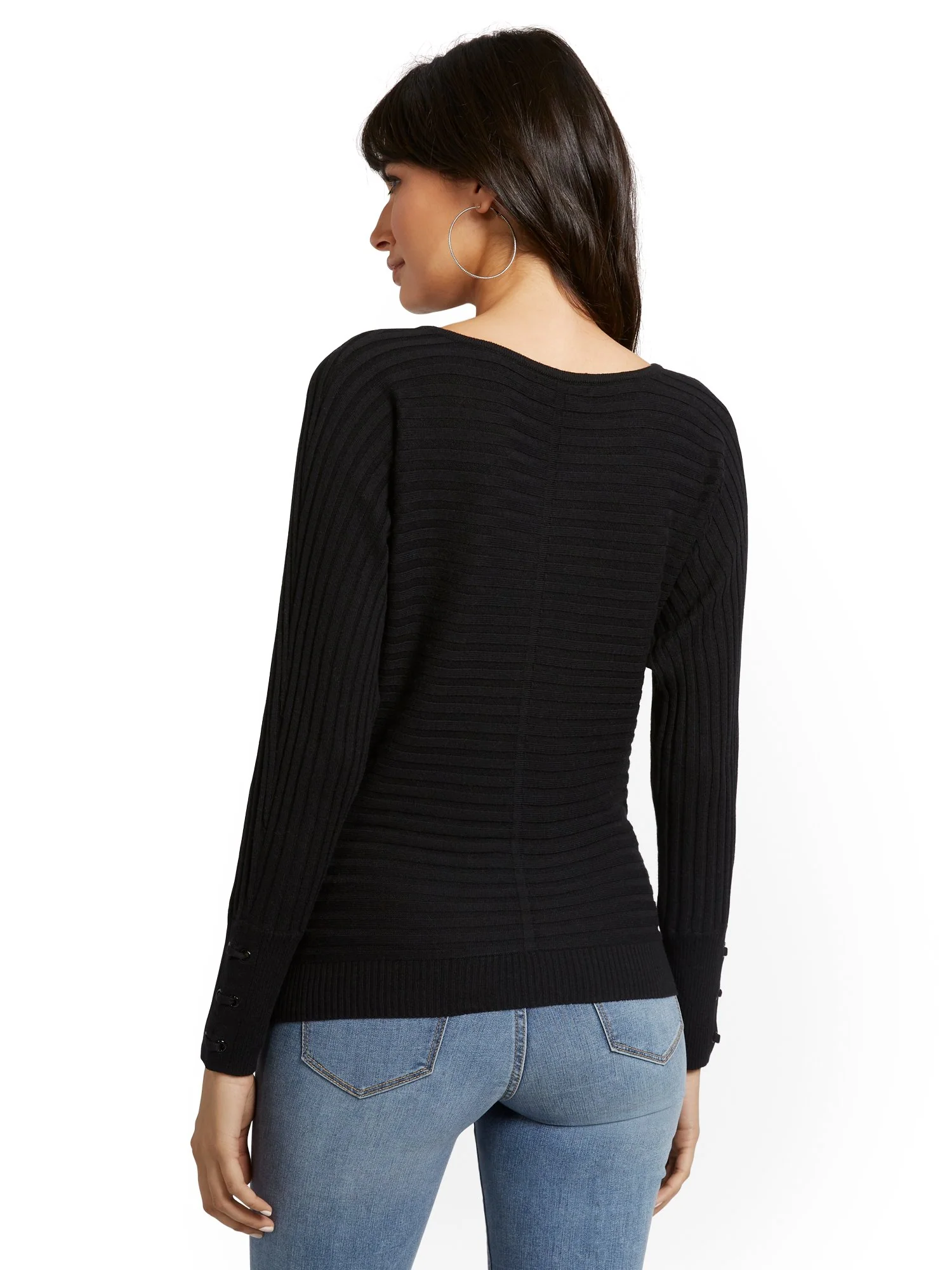 Lace-Up Cuff Dolman Sweater - Image 3