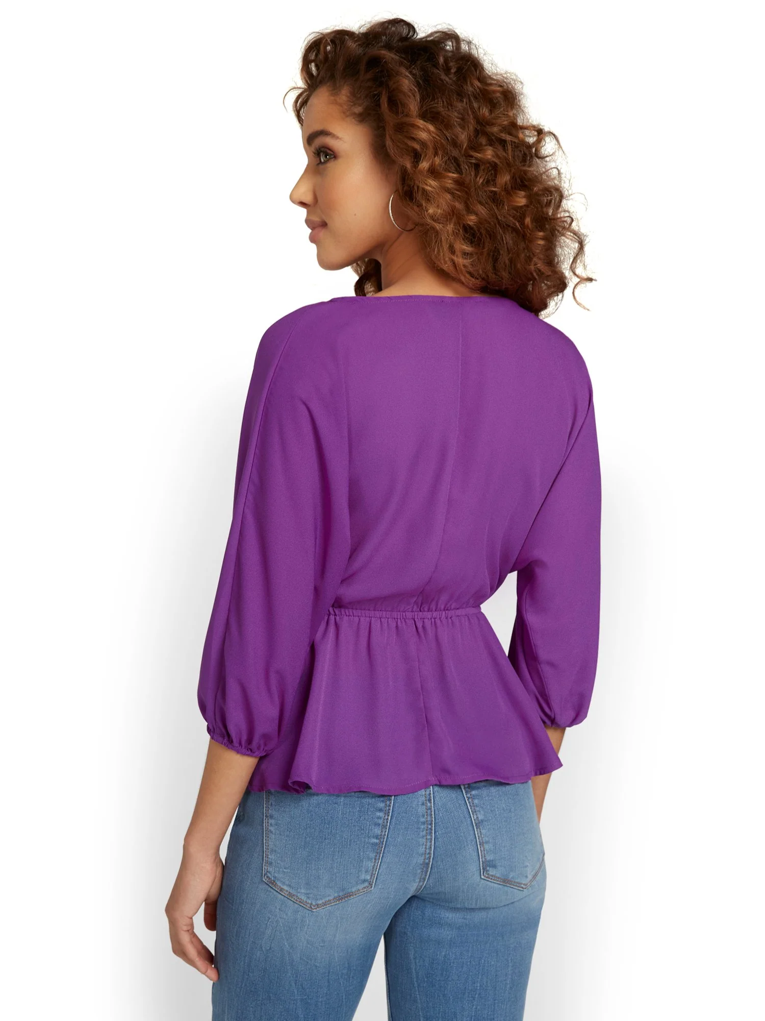 Lace-Up Peplum Top - Image 3