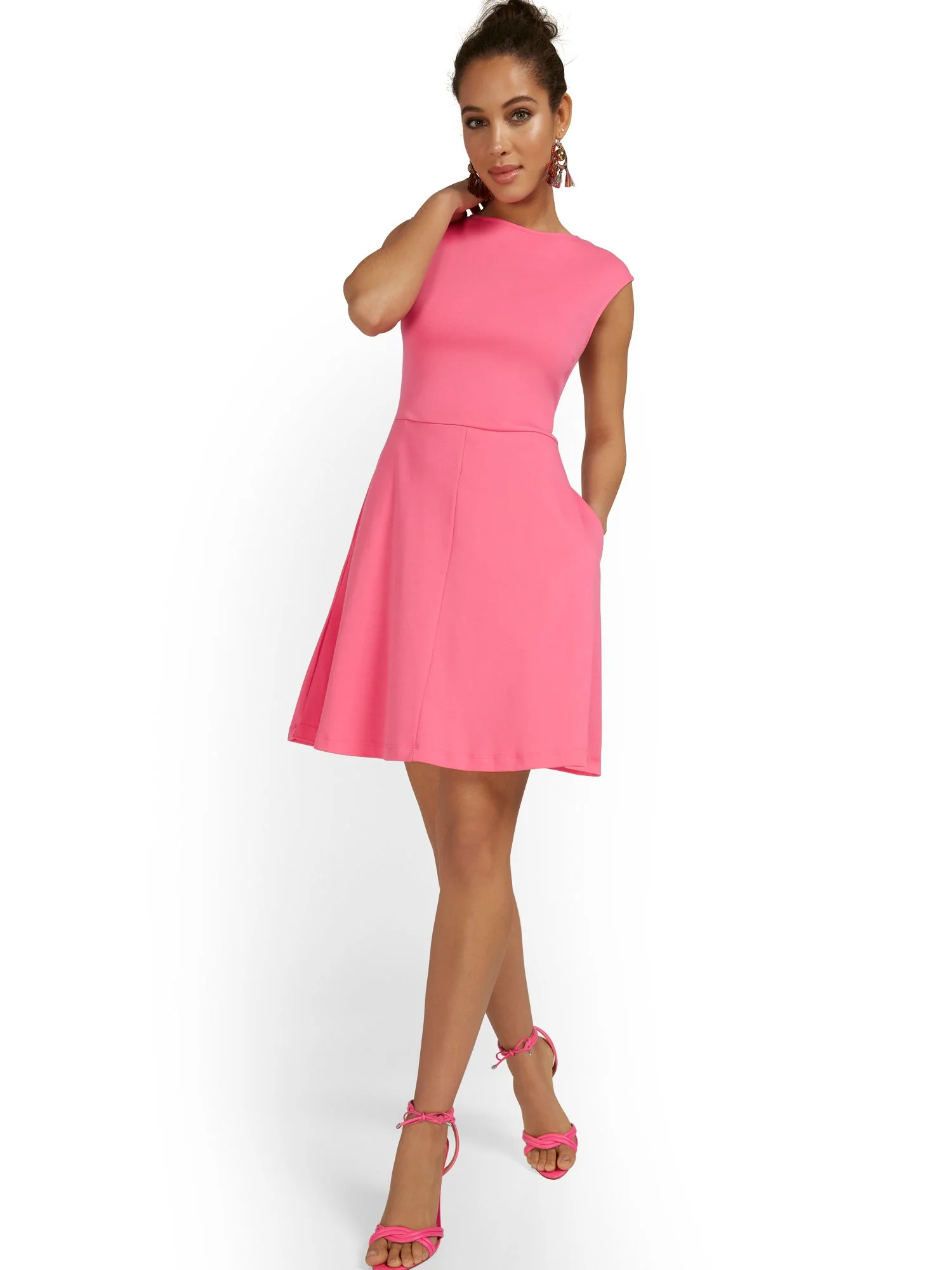 Lattice-Back Sleeveless Fit and Flare Dress - City Knits - Image 11