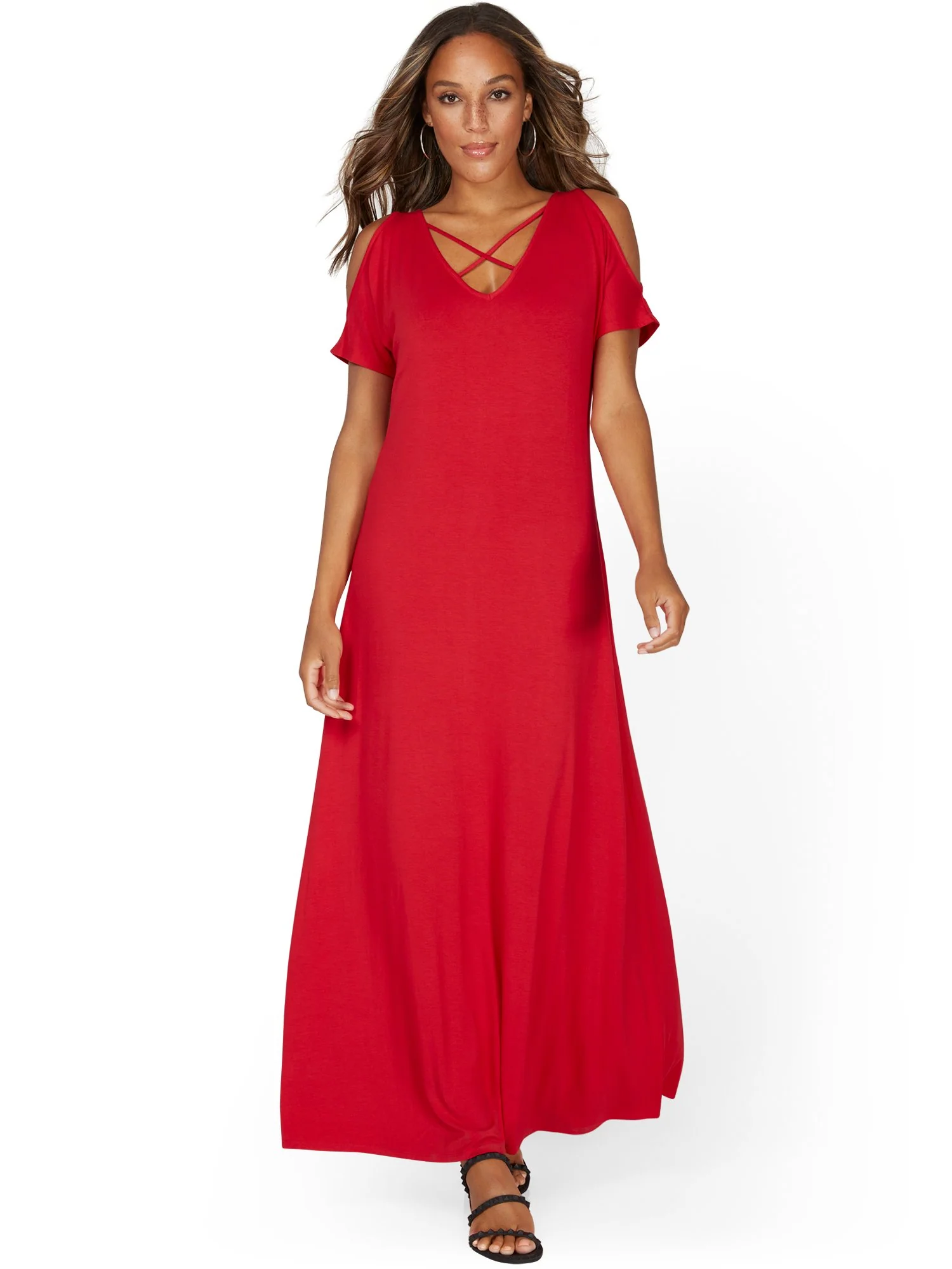 Lattice Cold-Shoulder Maxi Dress - Image 9