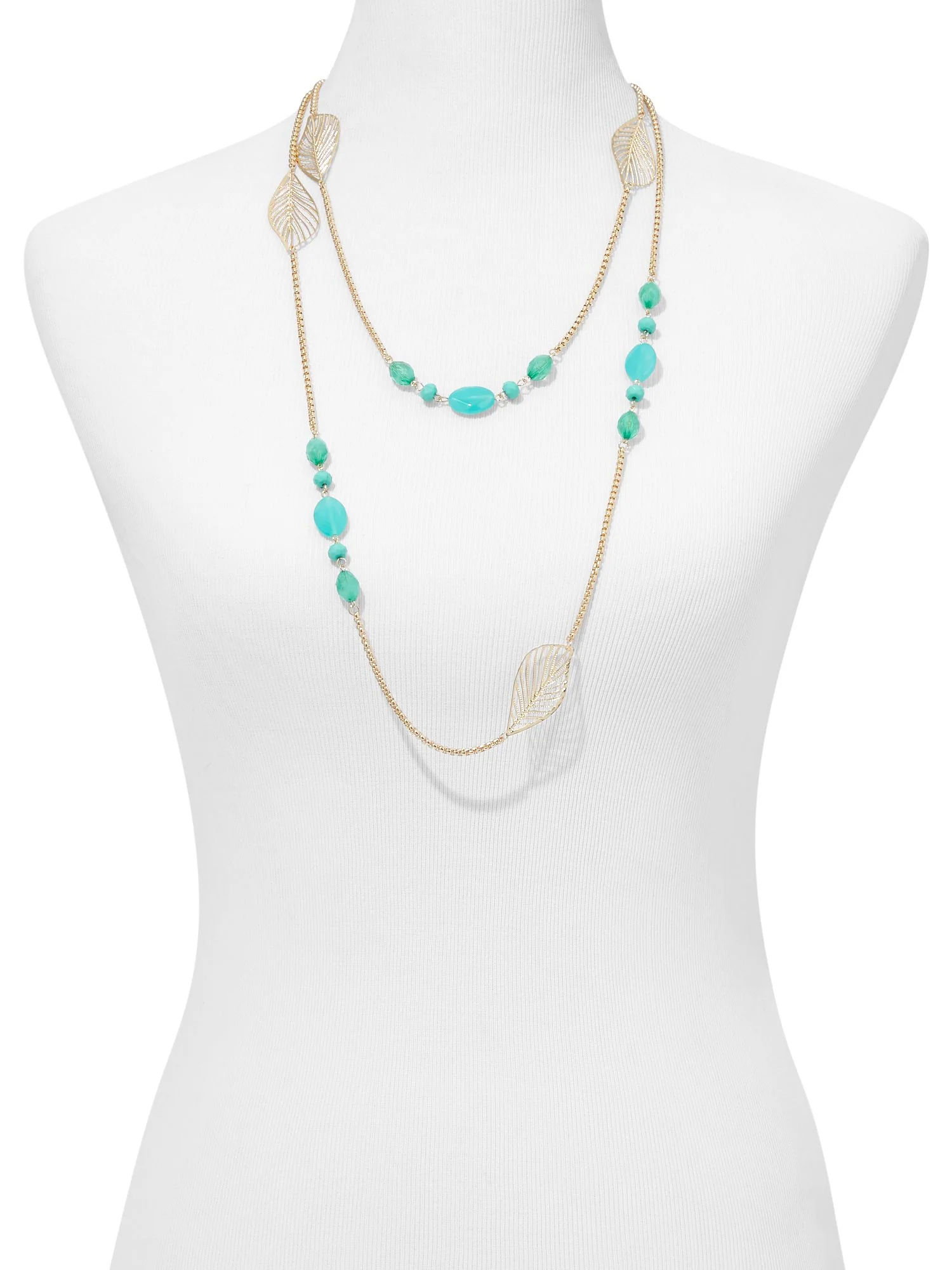 Leaf-Accent Beaded Necklace - Image 2