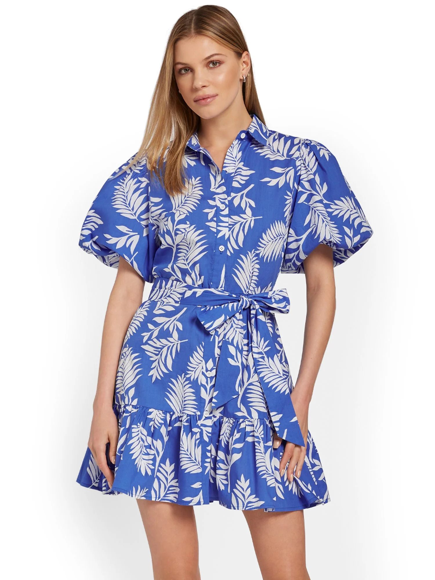 Flying Tomato Leaf-Print Puff-Sleeve Shirtdress - Brands We Love - Image 2