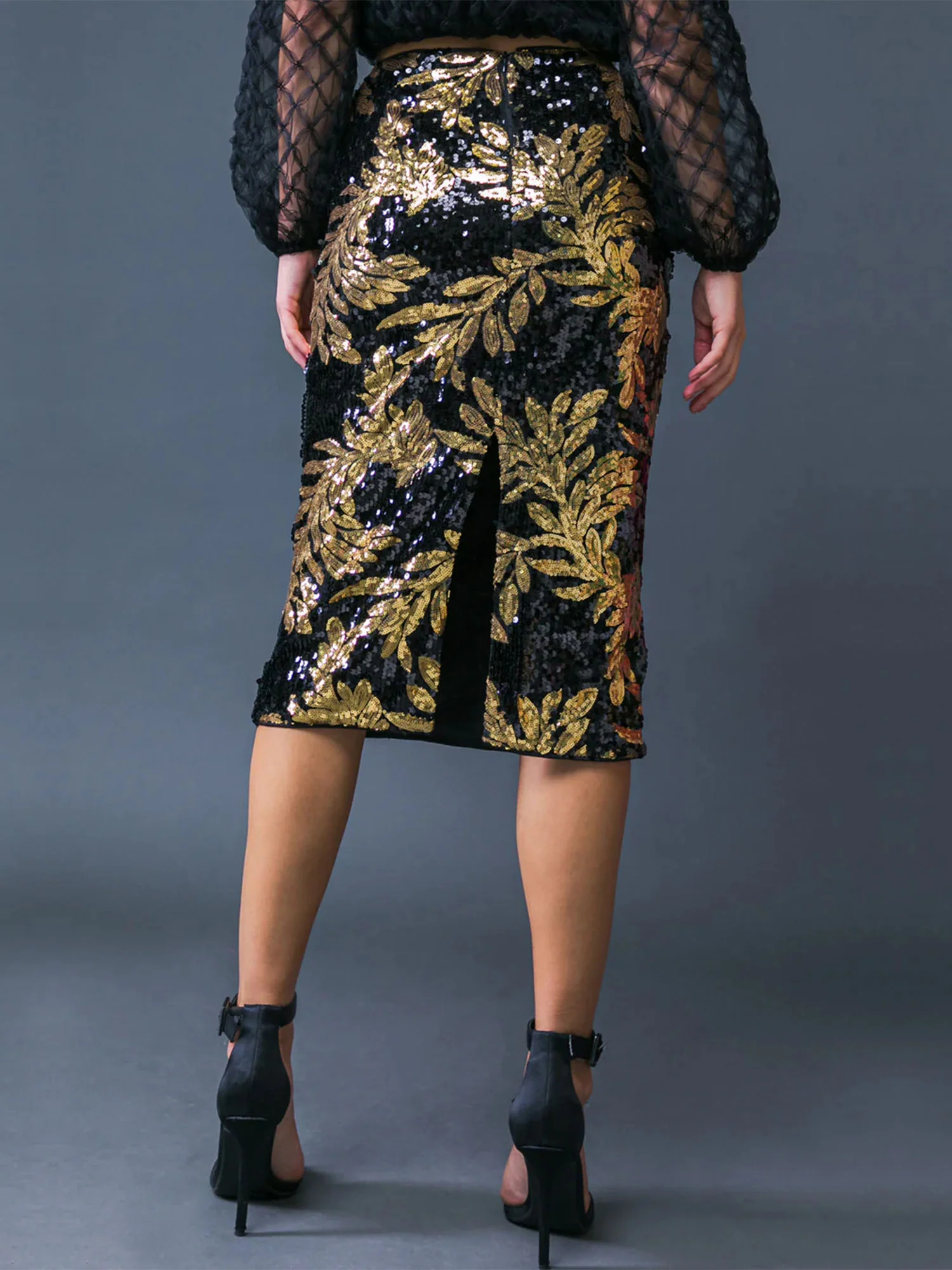 Leaf Accent Sequin Skirt - Image 4