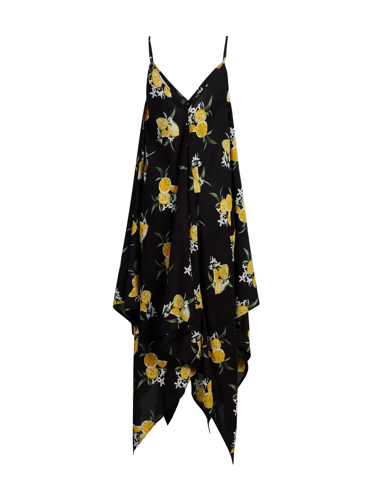 Lemon-Print Handkerchief-Hem Swing Dress - Image 3