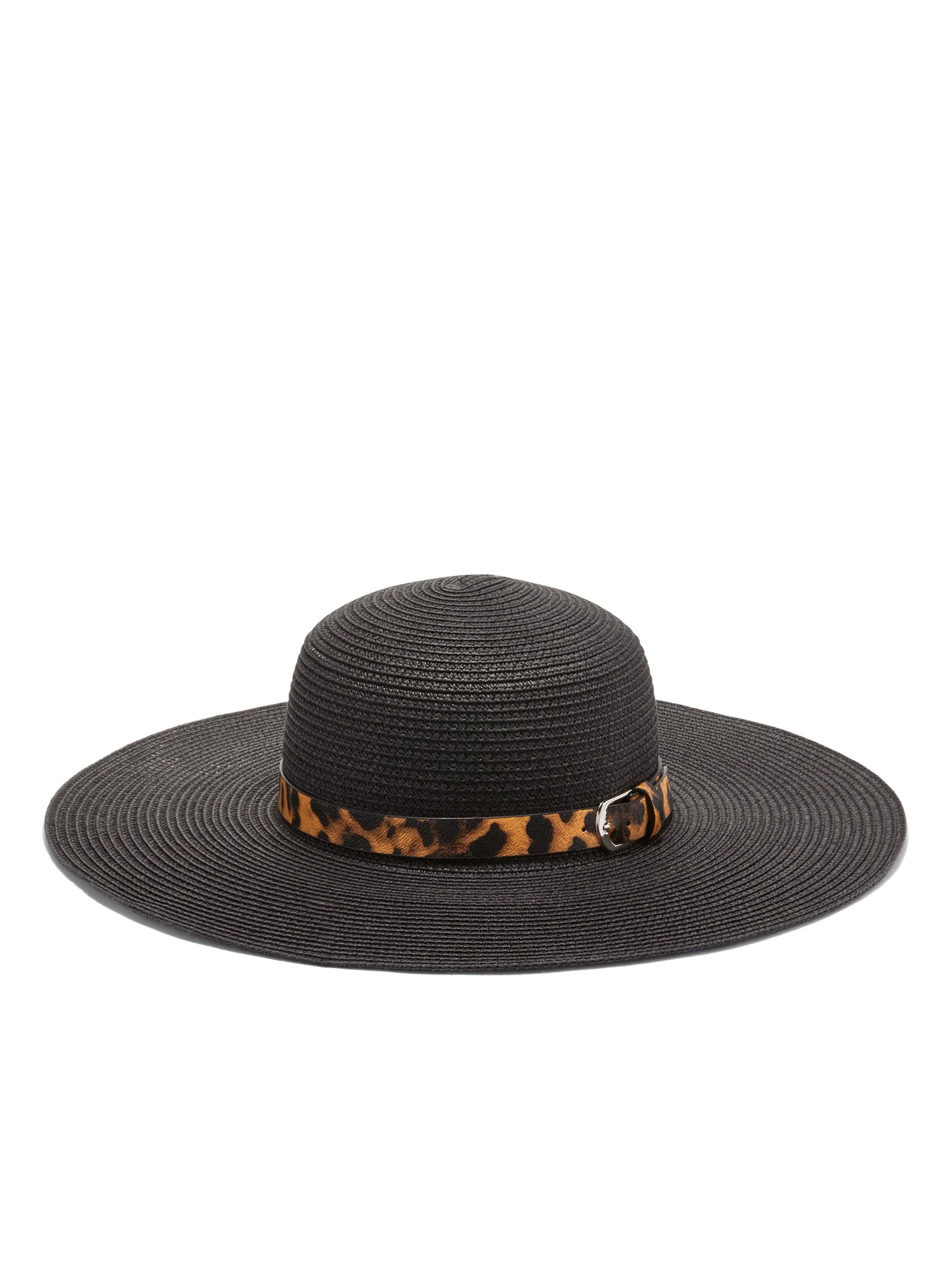 Justin Taylor Leopard-Band Black Straw Hat - Brands We Love