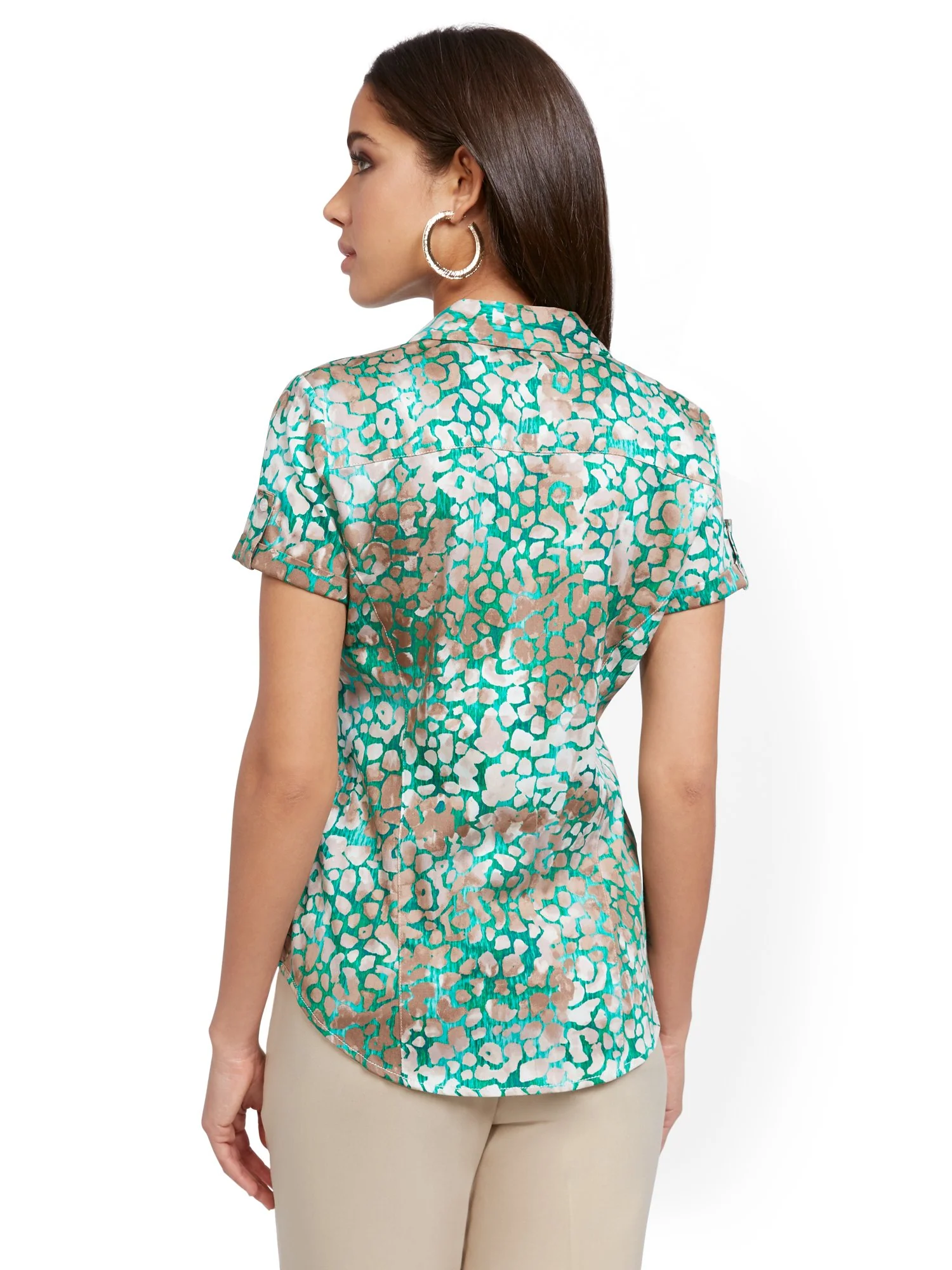 Leopard Madison Stretch Shirt - Secret Snap - 7th Avenue - Image 3