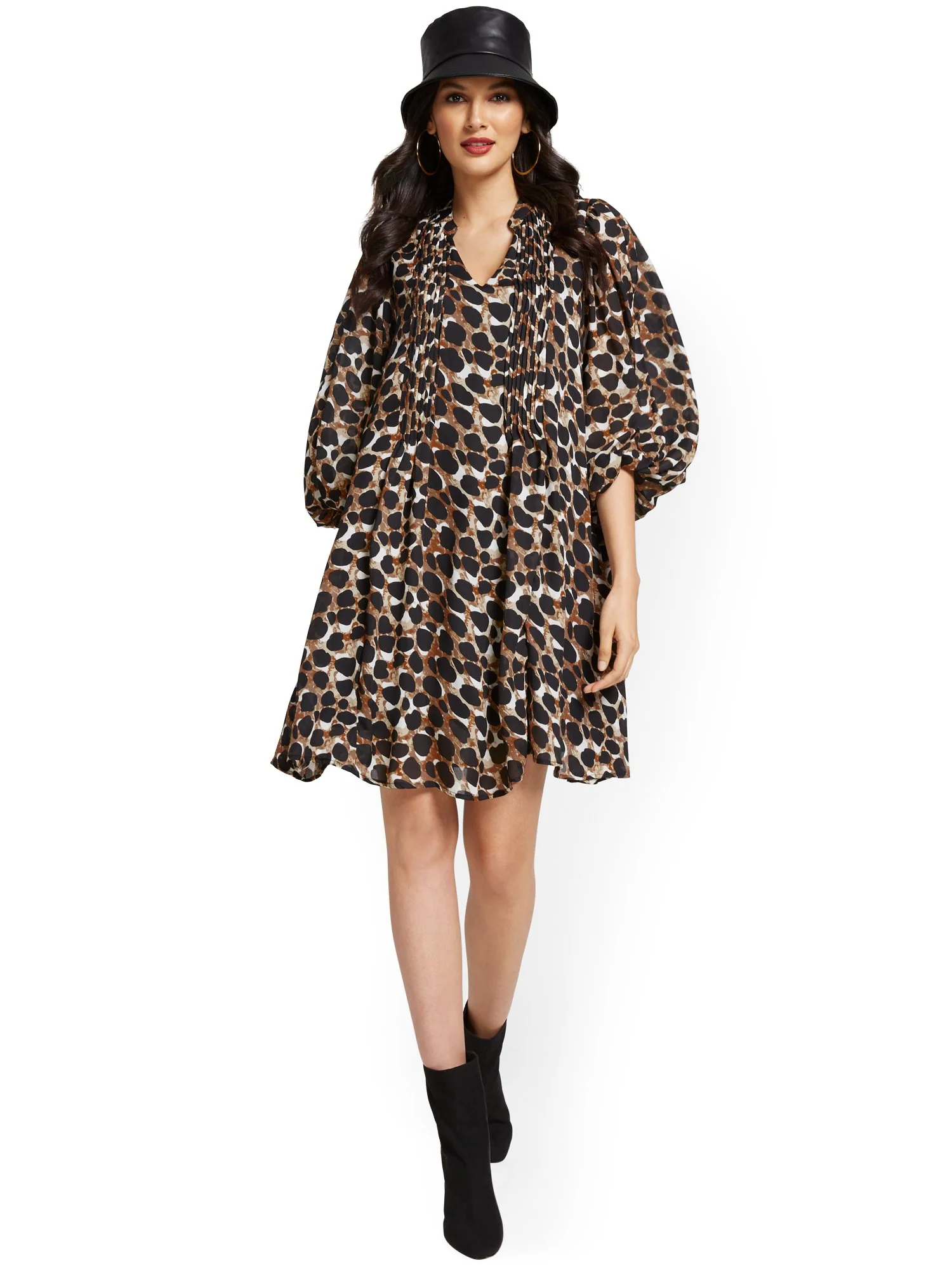 Leopard-Print Balloon-Sleeve Drama Dress - Image 2