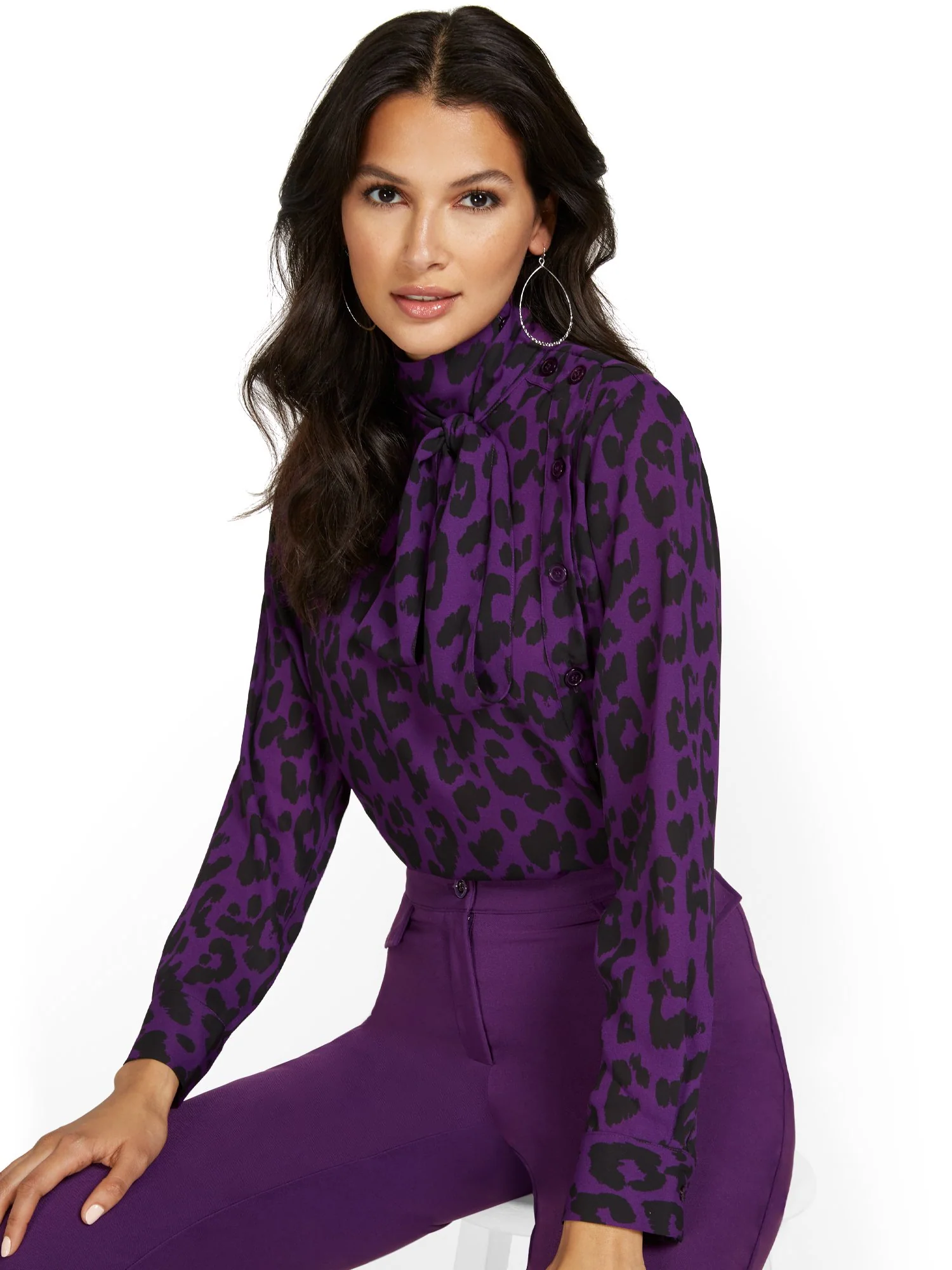 Leopard-Print Bow Blouse - Image 7