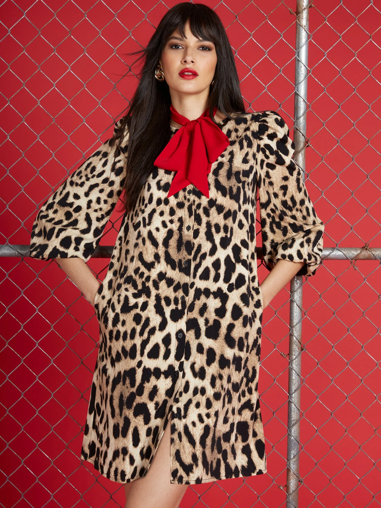 Leopard-Print Bow Dress - Image 4