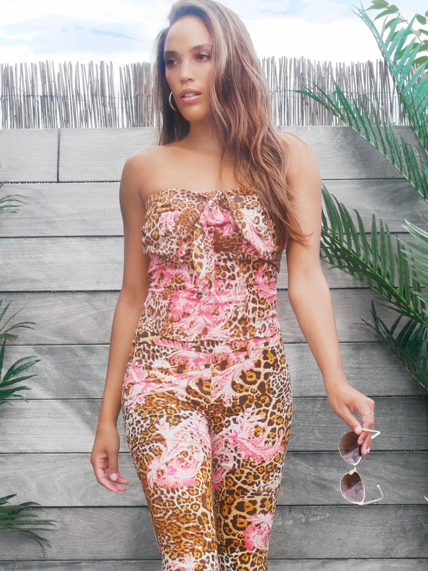 Leopard-Print Bustier Top
